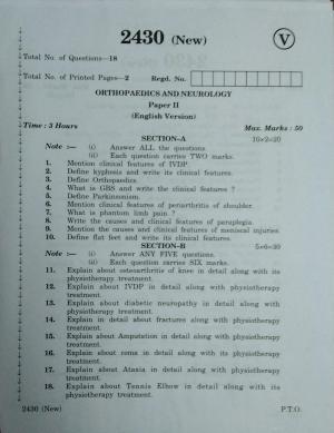 AP Inter 2nd Year Vocational Question Paper March - 2020 - Orthopedics and Neurology - II (new)