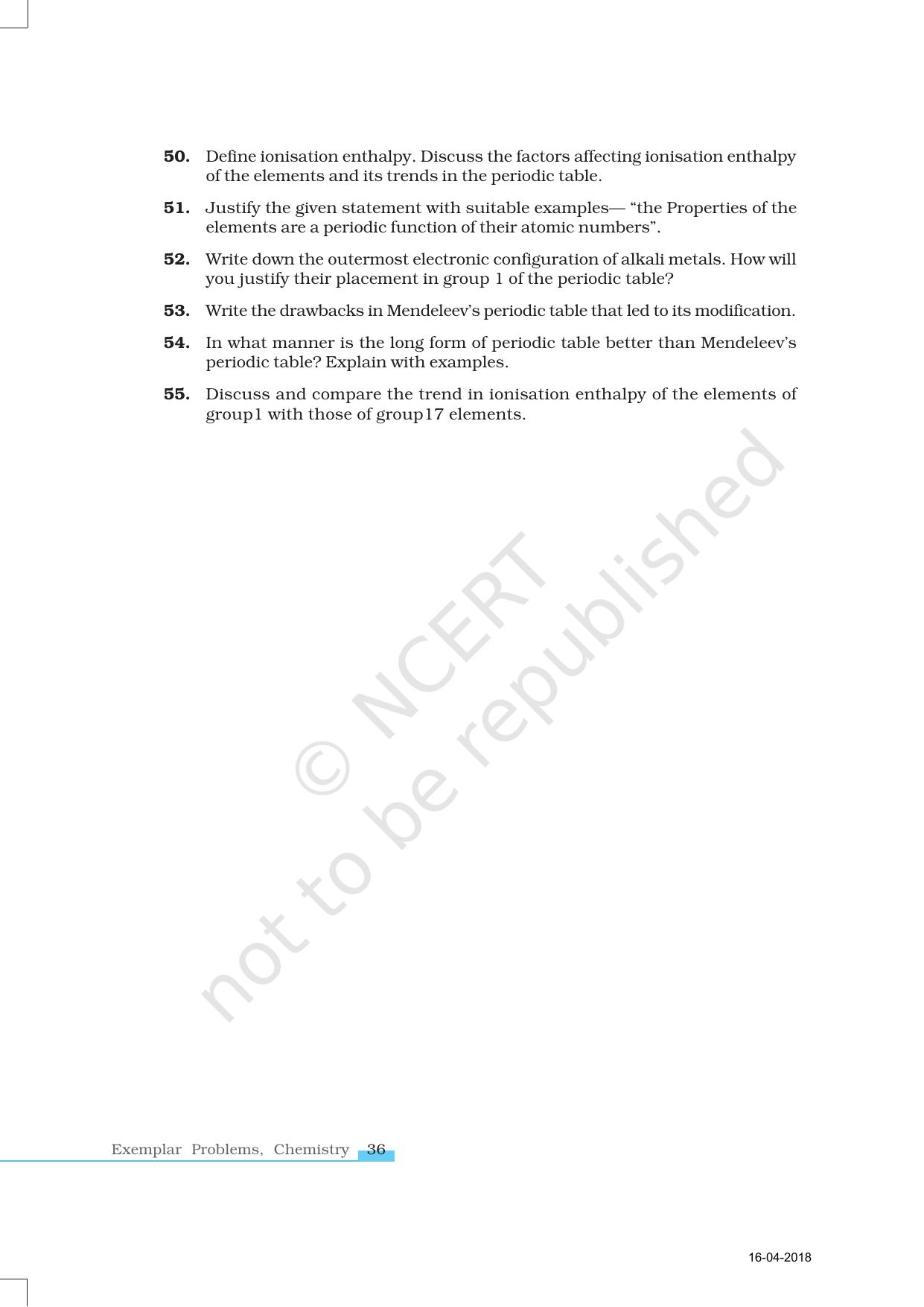 NCERT Exemplar Book for Class 11 Chemistry: Chapter 3 Classification of Elements and Periodicity in Properties - Page 10