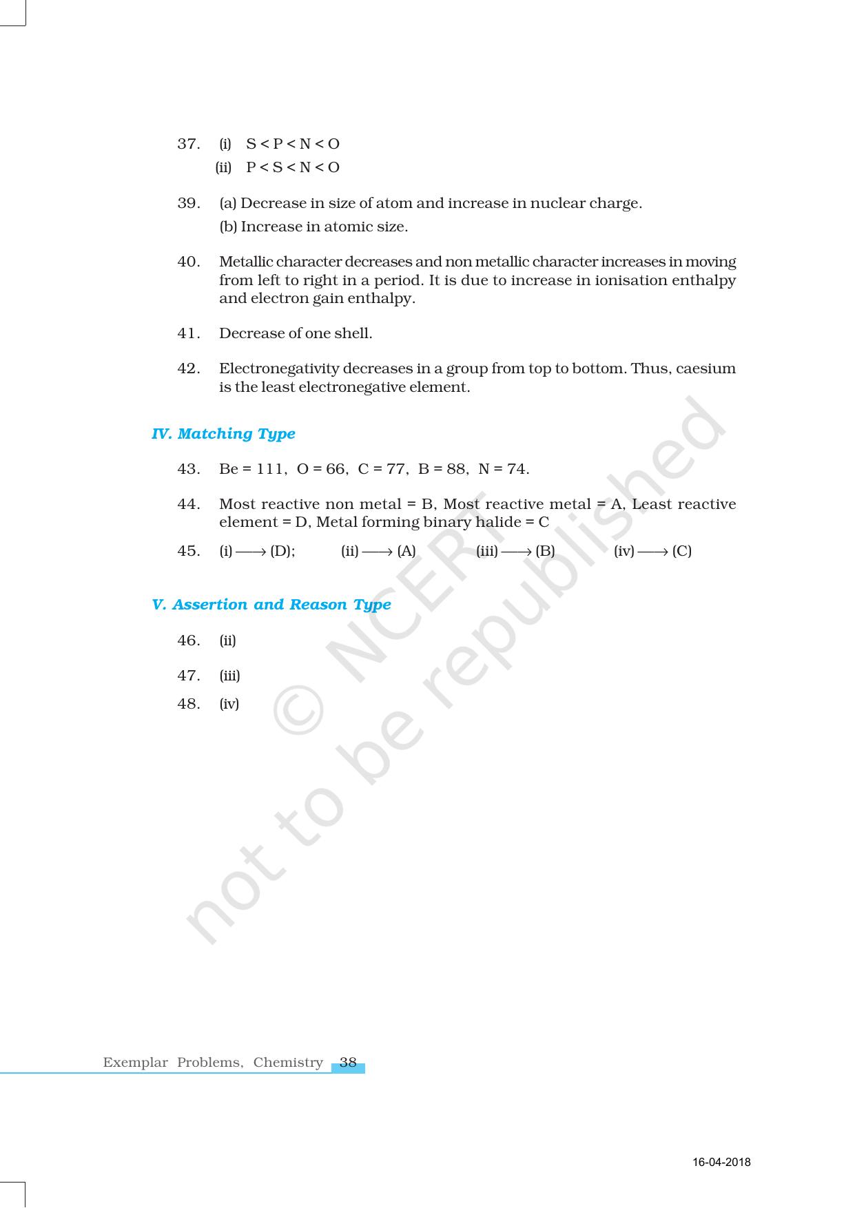 NCERT Exemplar Book for Class 11 Chemistry: Chapter 3 Classification of Elements and Periodicity in Properties - Page 12