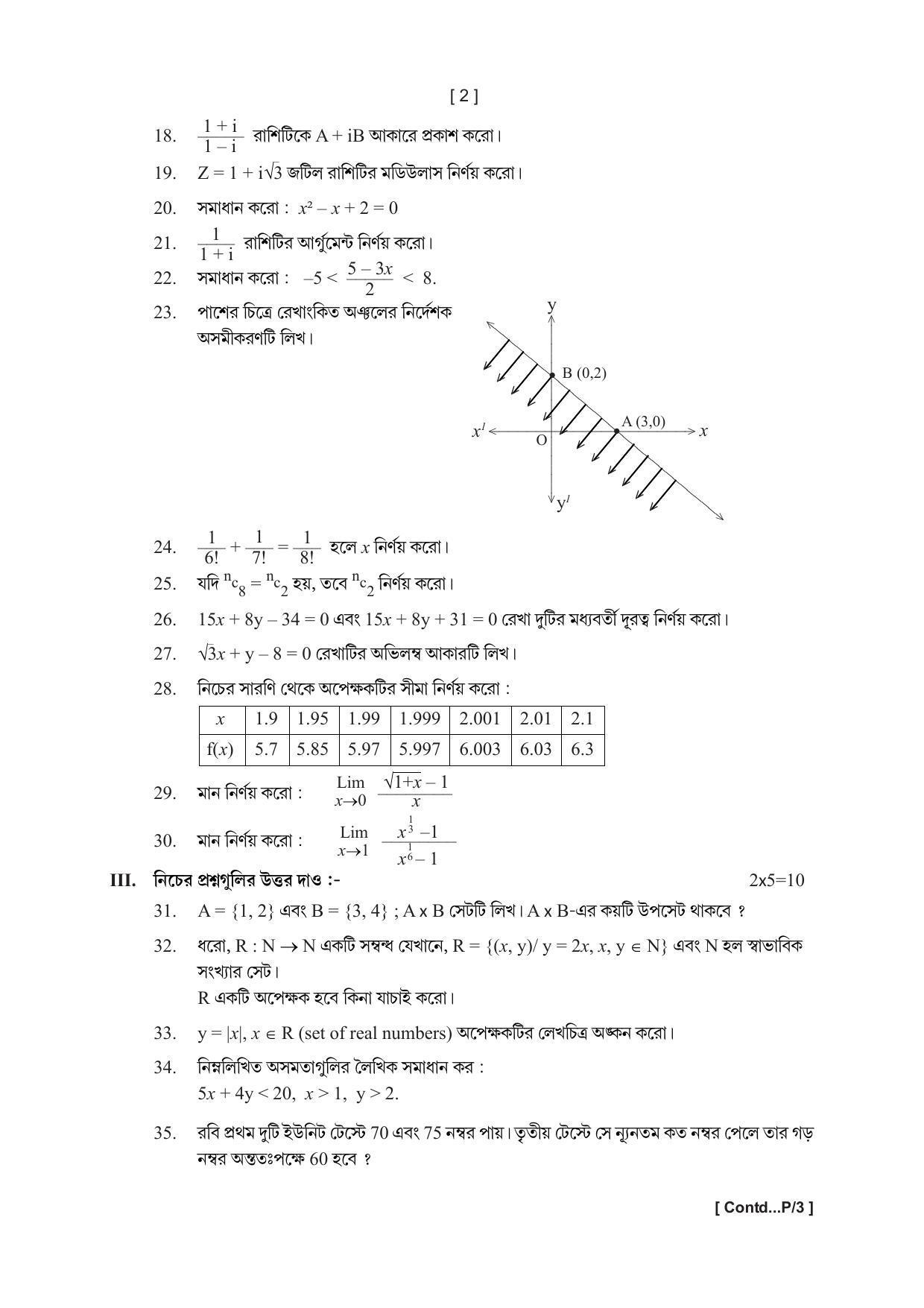 Tripura Board Class XI Math Model Question Paper 2023 - Page 2