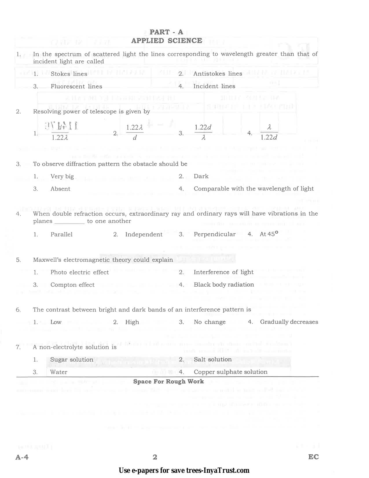Karnataka Diploma CET- 2015 Electronics and Communication Engineering Question Paper - Page 2