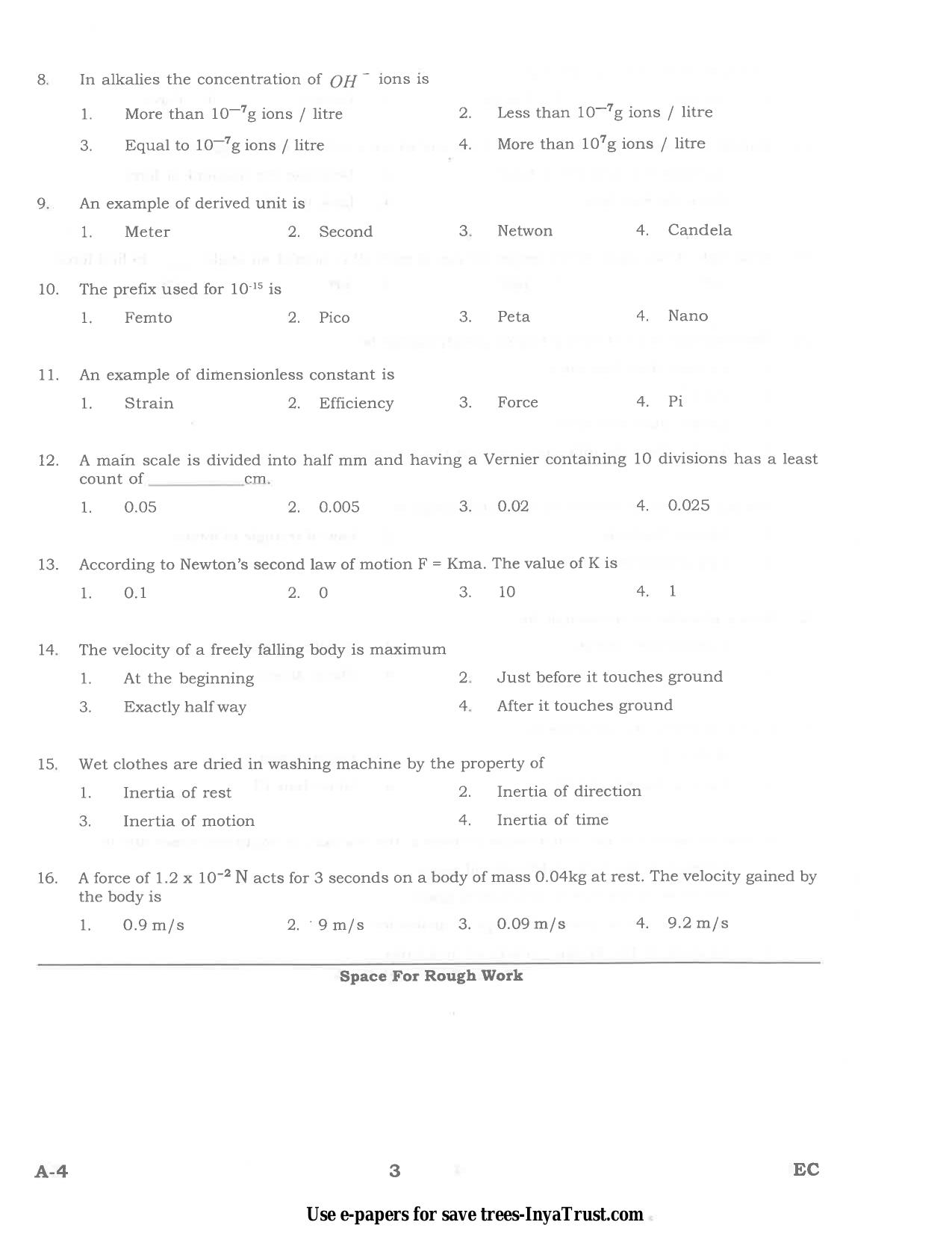 Karnataka Diploma CET- 2015 Electronics and Communication Engineering Question Paper - Page 3