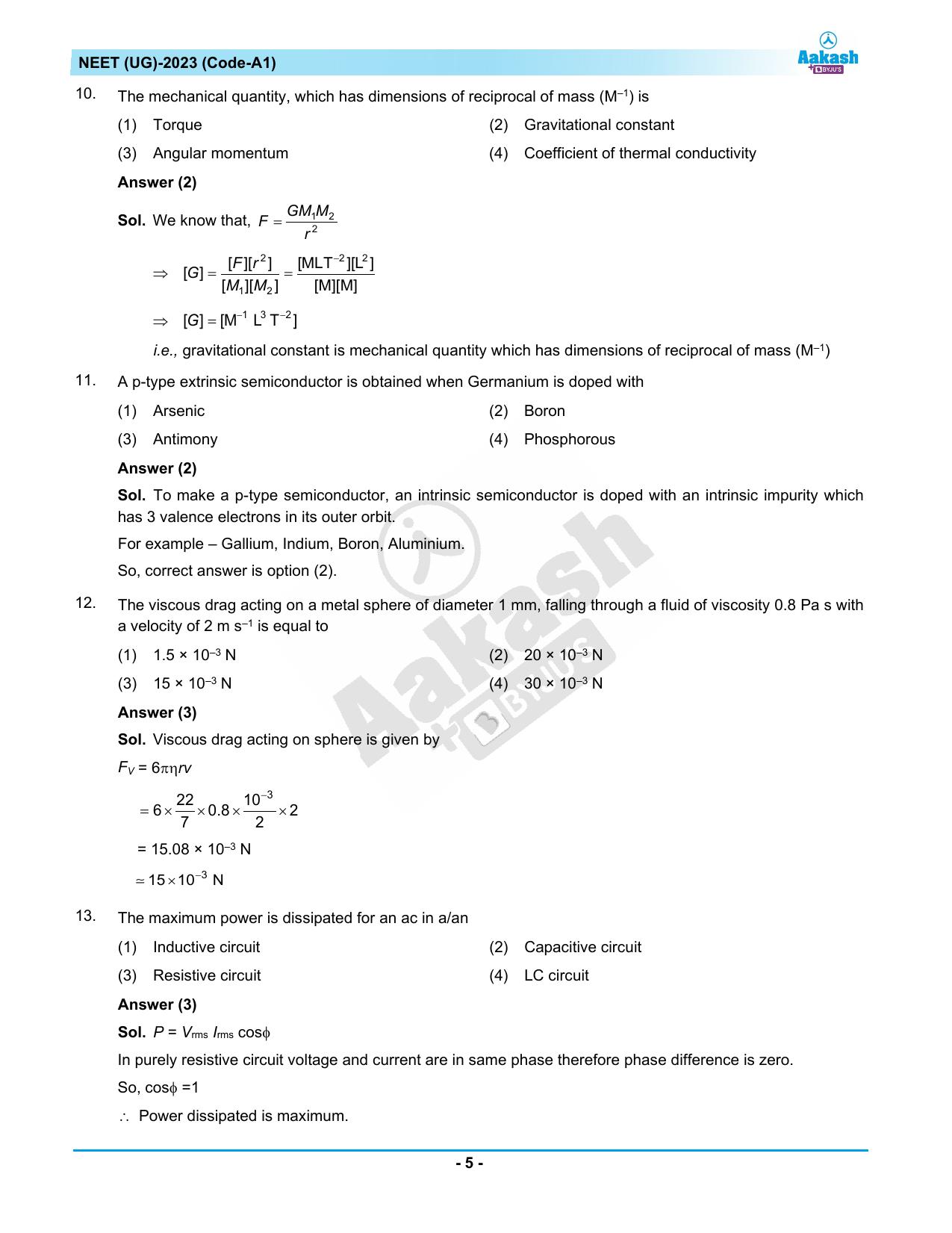 NEET 2023 Question Paper A1 - Page 5