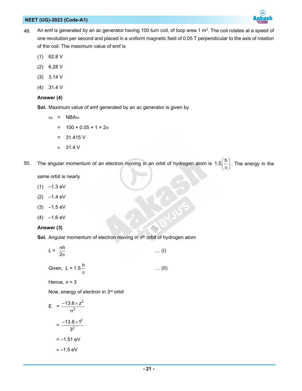 NEET 2023 Question Paper A1 - Page 21