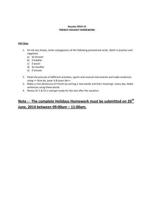 CBSE Worksheets for Class 8 French Assignment 12