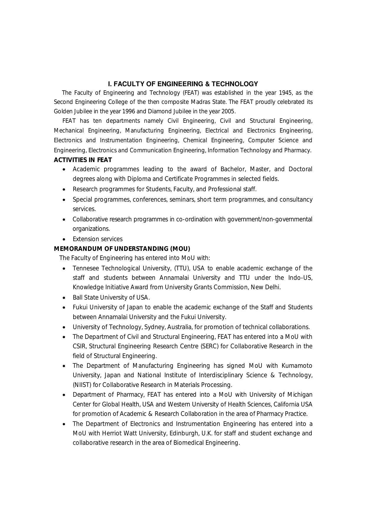 Annamalai University, Annamalai Nagar Mining Engineering Prospectus 2021-22 - Page 4