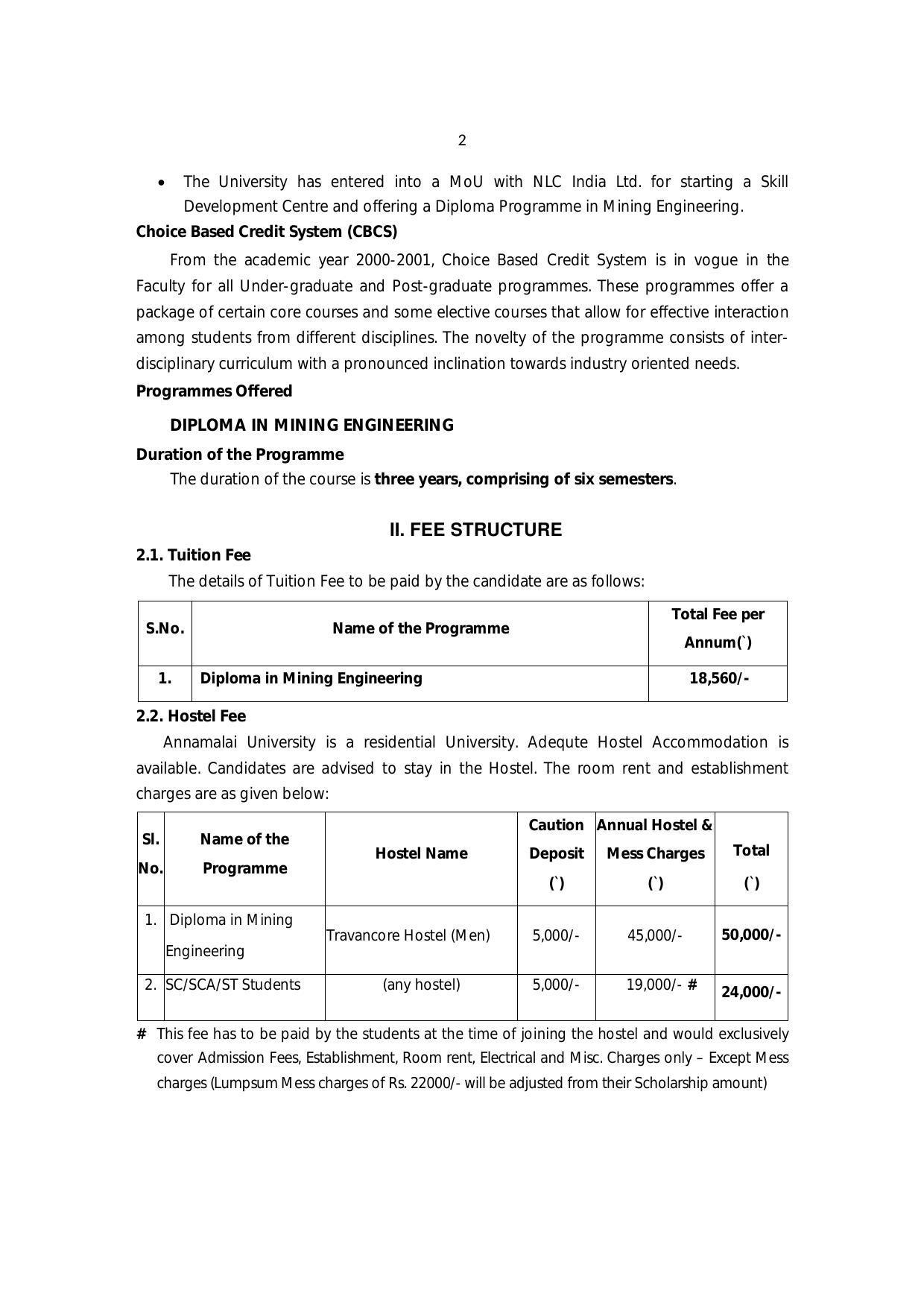 Annamalai University, Annamalai Nagar Mining Engineering Prospectus 2021-22 - Page 5