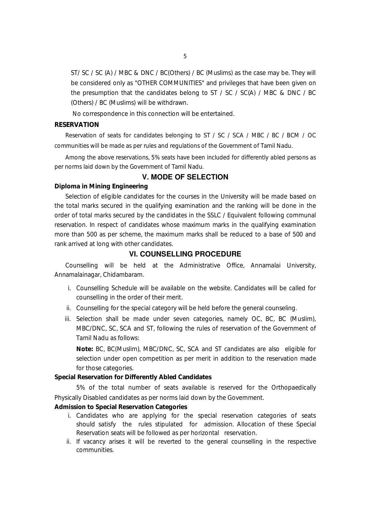 Annamalai University, Annamalai Nagar Mining Engineering Prospectus 2021-22 - Page 8