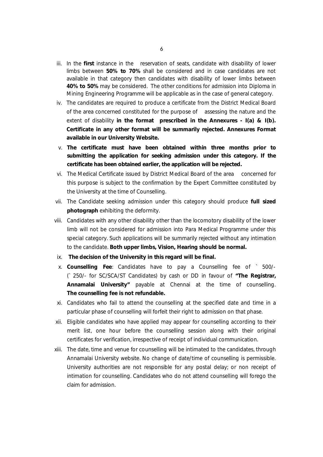 Annamalai University, Annamalai Nagar Mining Engineering Prospectus 2021-22 - Page 9