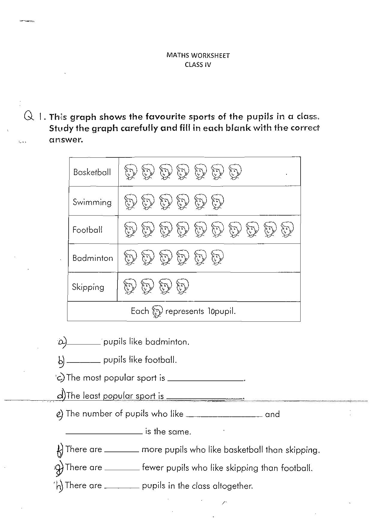 Worksheet for Class 4 Maths Assignment 14 - Page 1