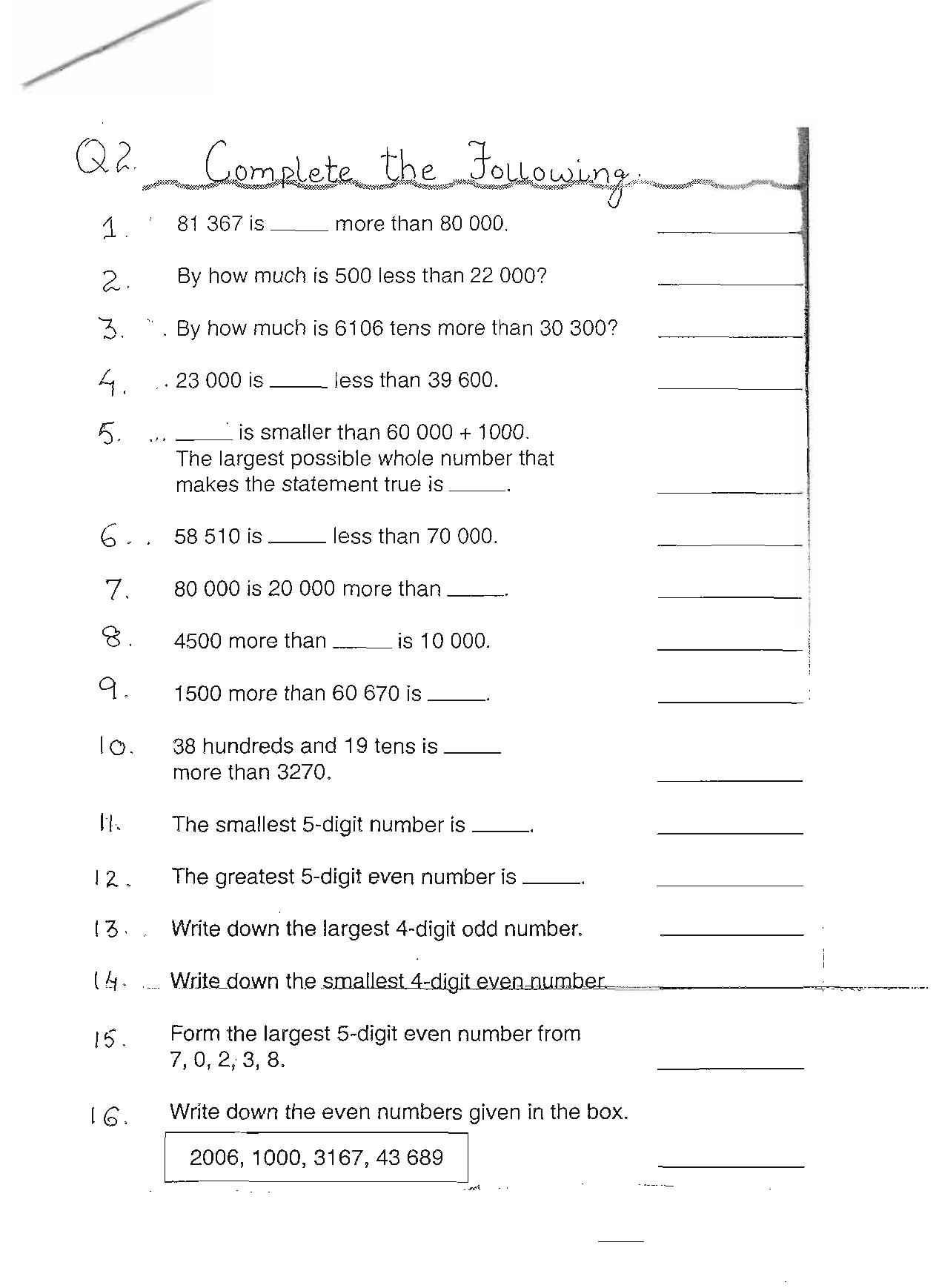 Worksheet for Class 4 Maths Assignment 14 - Page 2