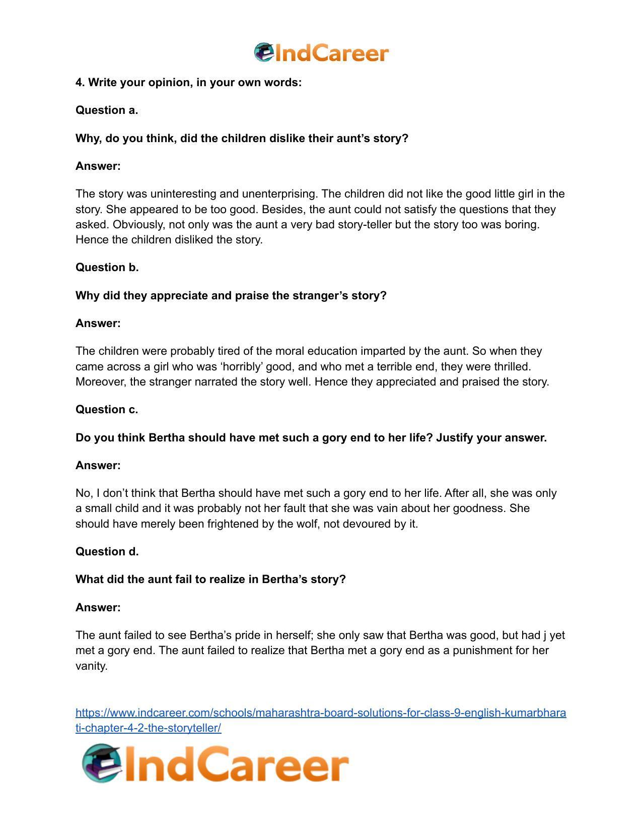 Maharashtra Board Solutions for Class 9- English Kumarbharati: Chapter 4.2- The Storyteller - Page 8