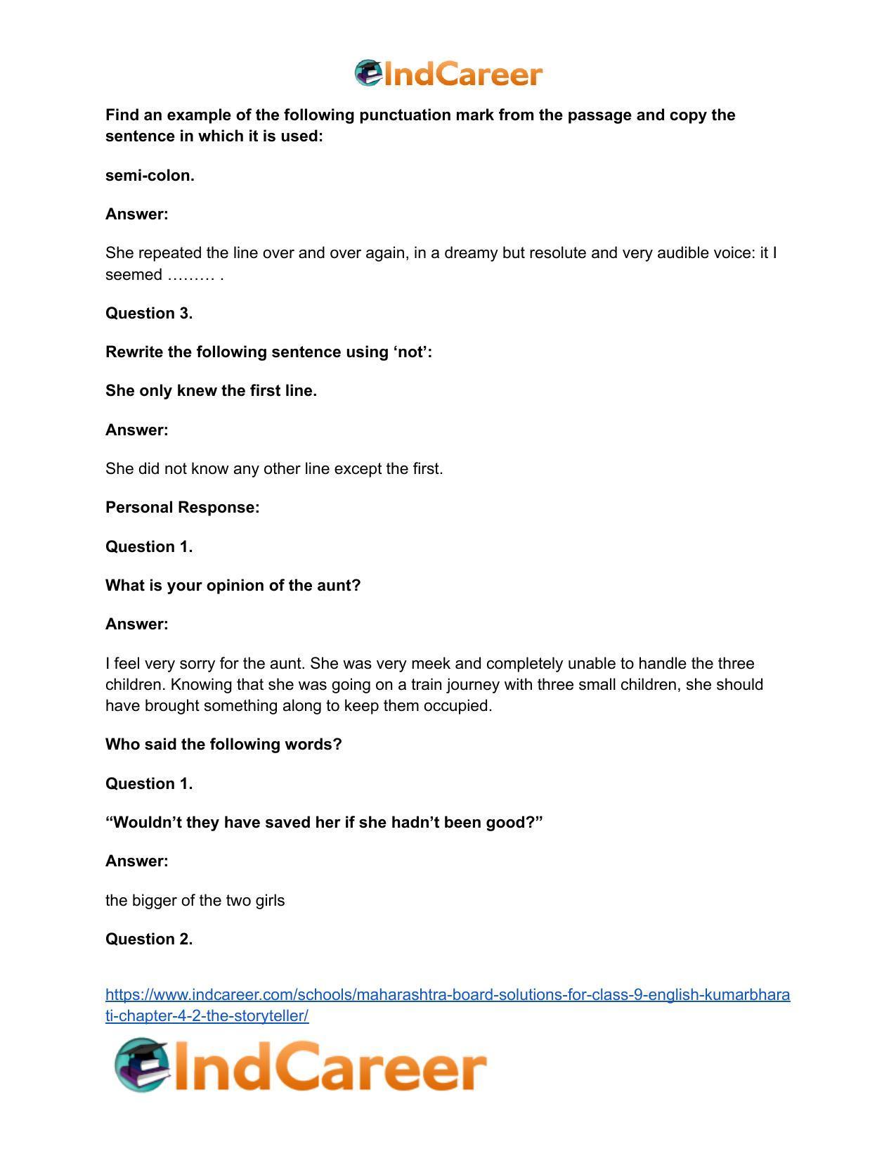Maharashtra Board Solutions for Class 9- English Kumarbharati: Chapter 4.2- The Storyteller - Page 15