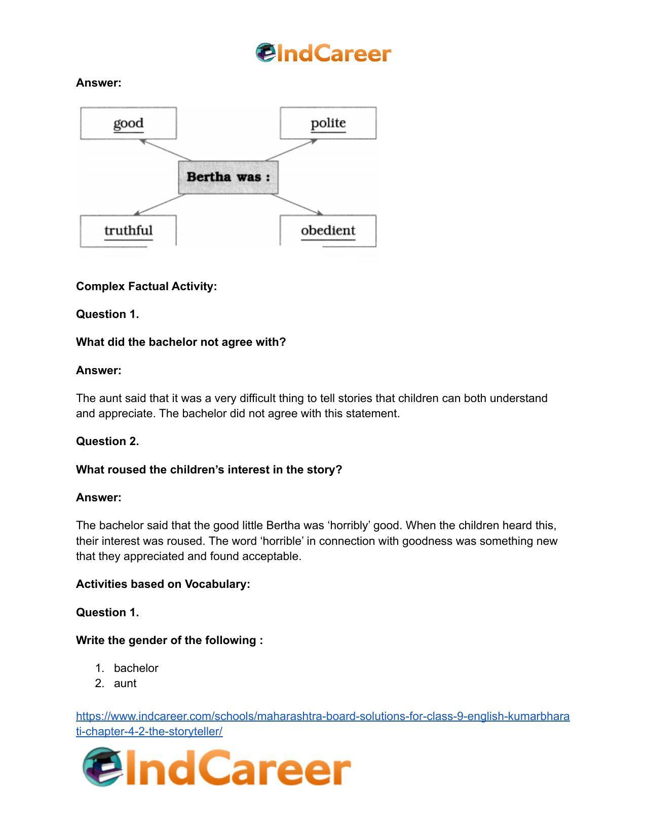 Maharashtra Board Solutions for Class 9- English Kumarbharati: Chapter 4.2- The Storyteller - Page 18