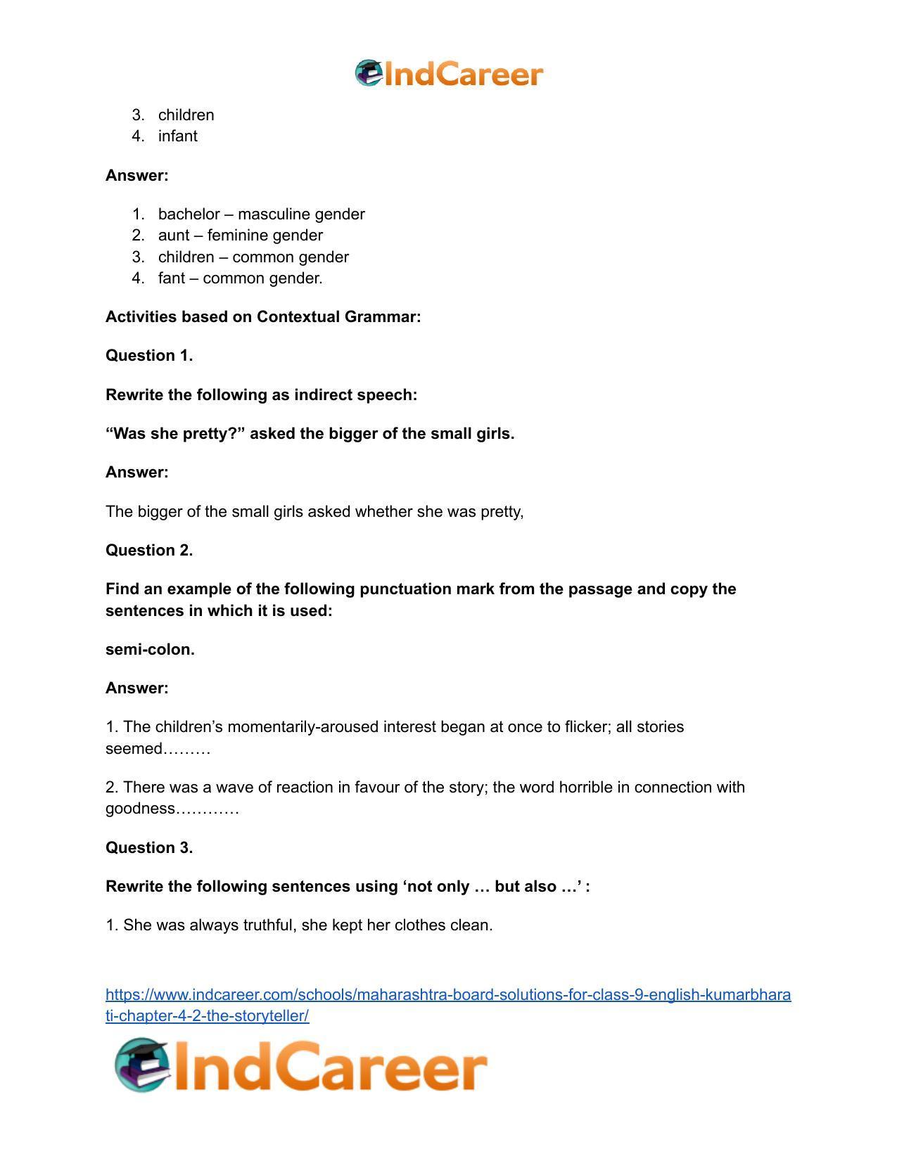 Maharashtra Board Solutions for Class 9- English Kumarbharati: Chapter 4.2- The Storyteller - Page 19