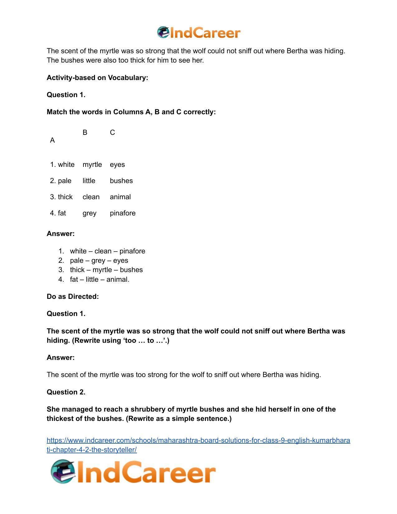 Maharashtra Board Solutions for Class 9- English Kumarbharati: Chapter 4.2- The Storyteller - Page 29