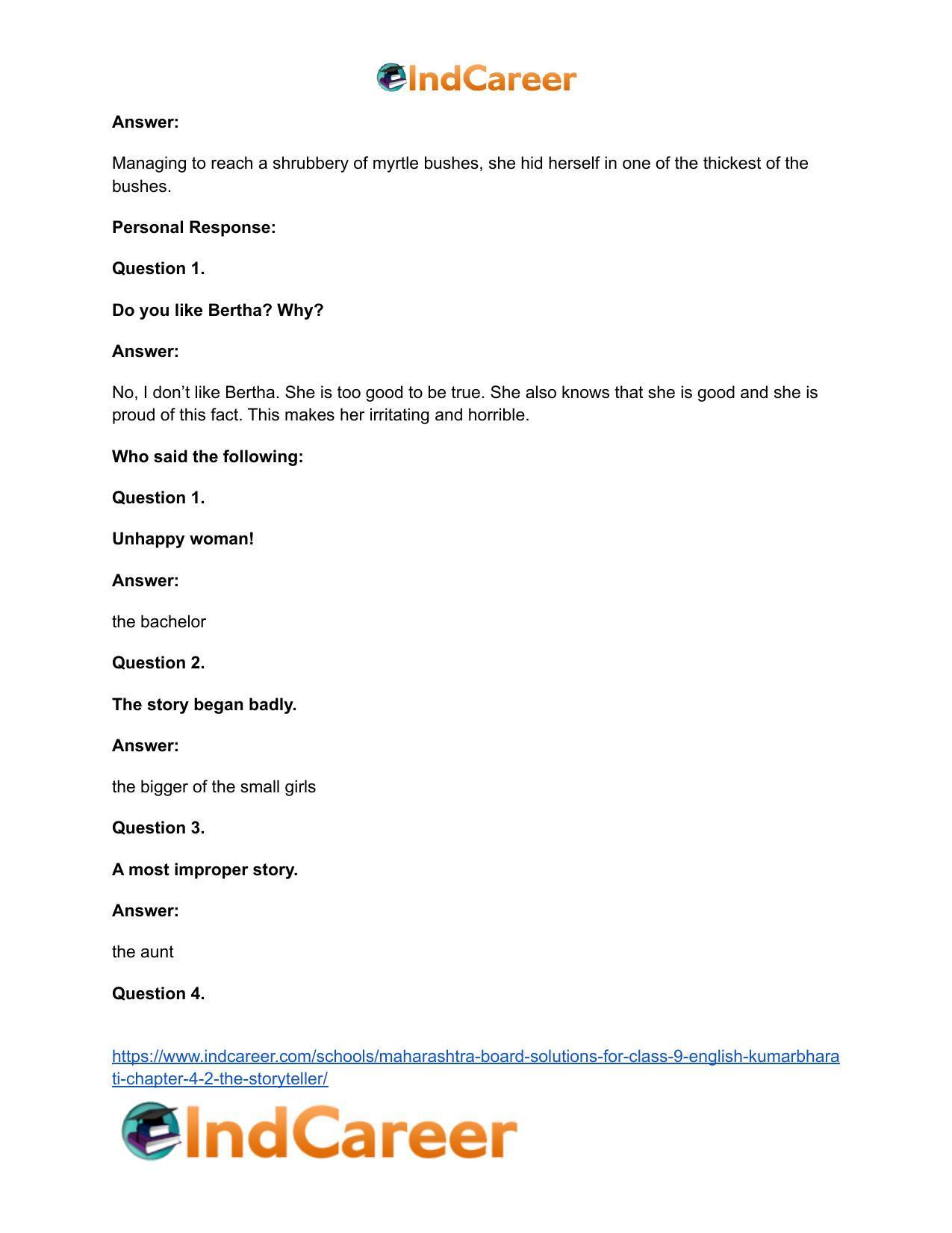 Maharashtra Board Solutions for Class 9- English Kumarbharati: Chapter 4.2- The Storyteller - Page 30