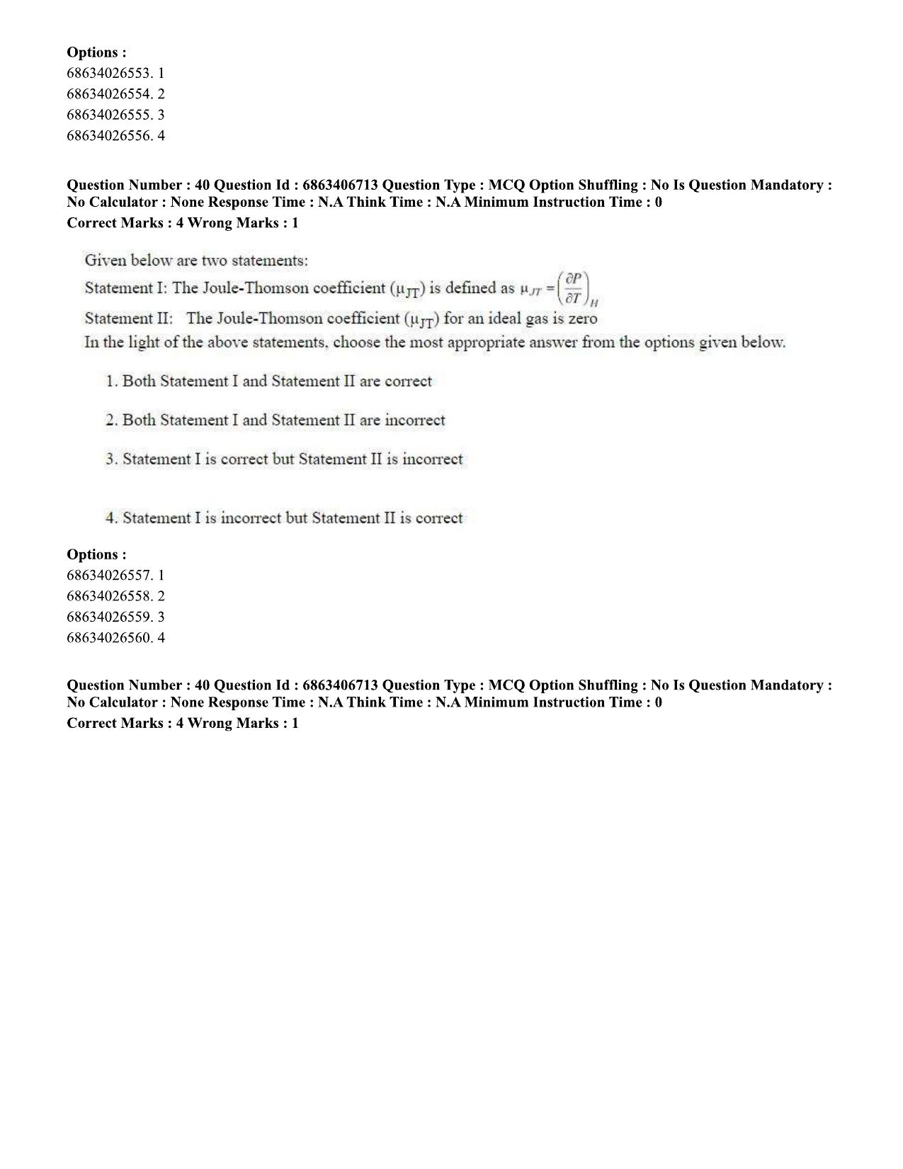 CUET PG 2023: MTQP01 – Chemical Thermal & Polymer Engineering (Hindi)-shift 1 (07-06-2023) Question Paper - Page 41