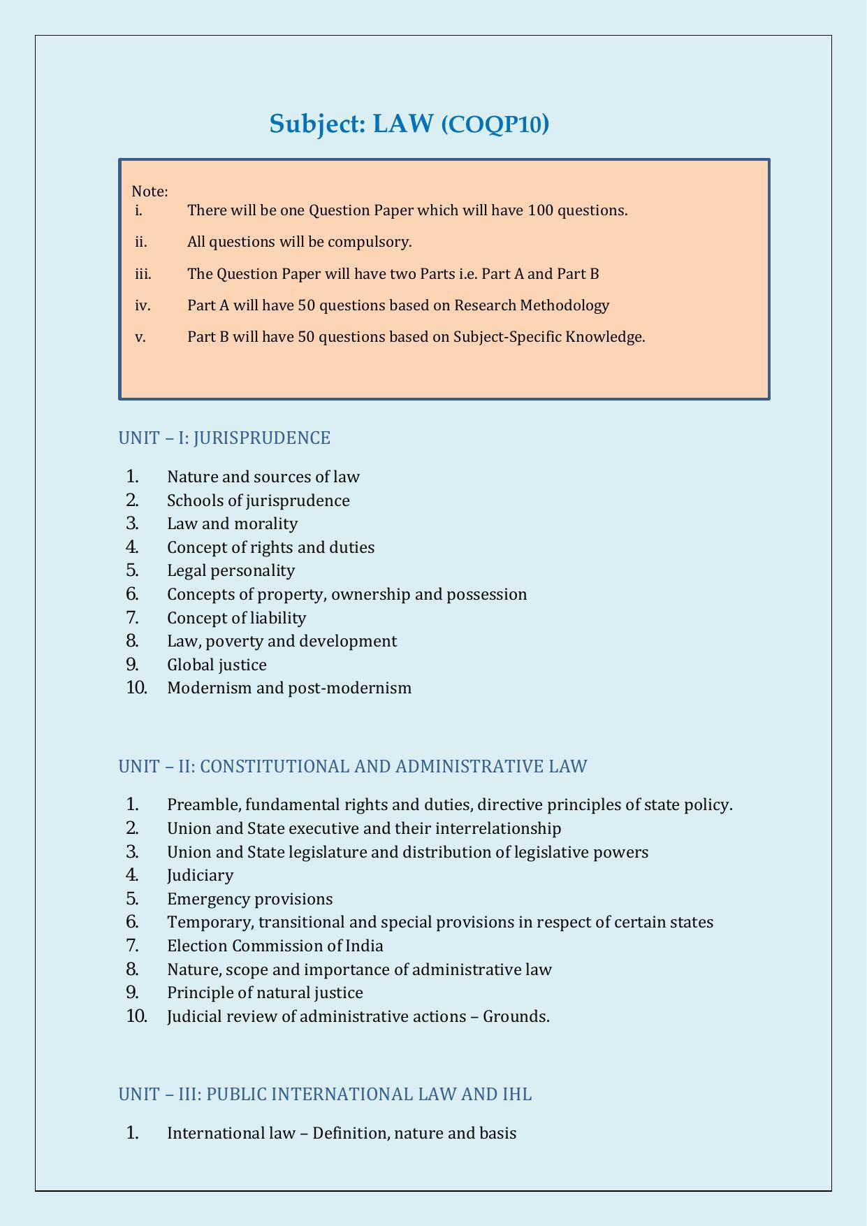 NTA PhD Entrance Exam Law Syllabus - Page 1
