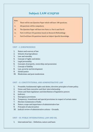 NTA PhD Entrance Exam Law Syllabus
