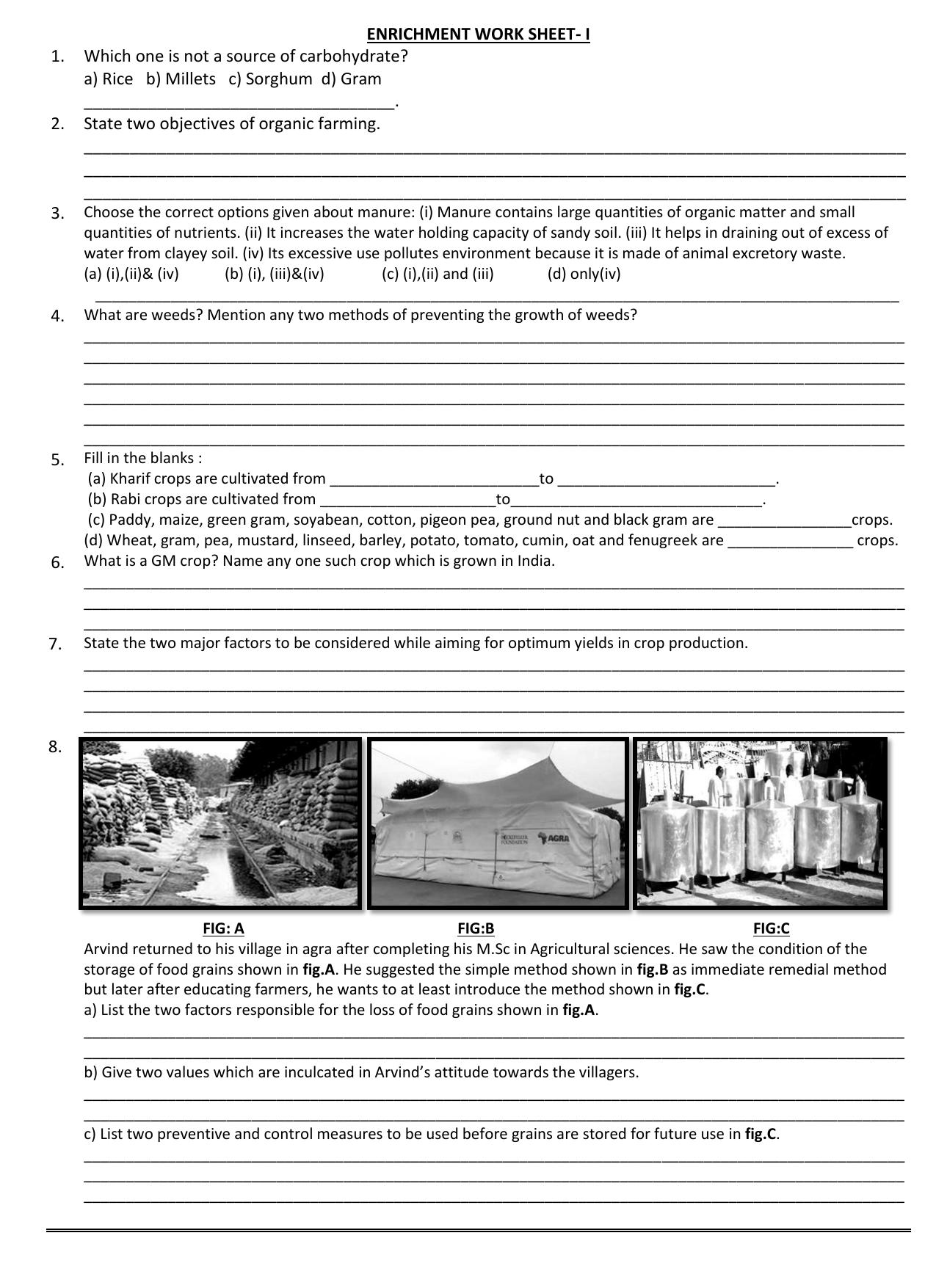 CBSE Worksheets for Class 9 Science Improvement in Food Resources Assignment 1 - Page 2