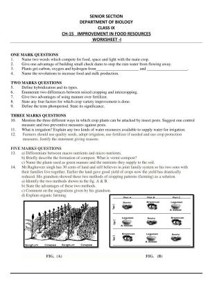 CBSE Worksheets for Class 9 Science Improvement in Food Resources Assignment 1