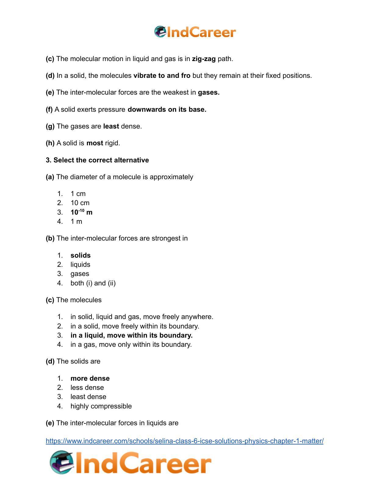 Selina Class 6 ICSE Solutions Physics : Chapter 1- Matter - Page 3
