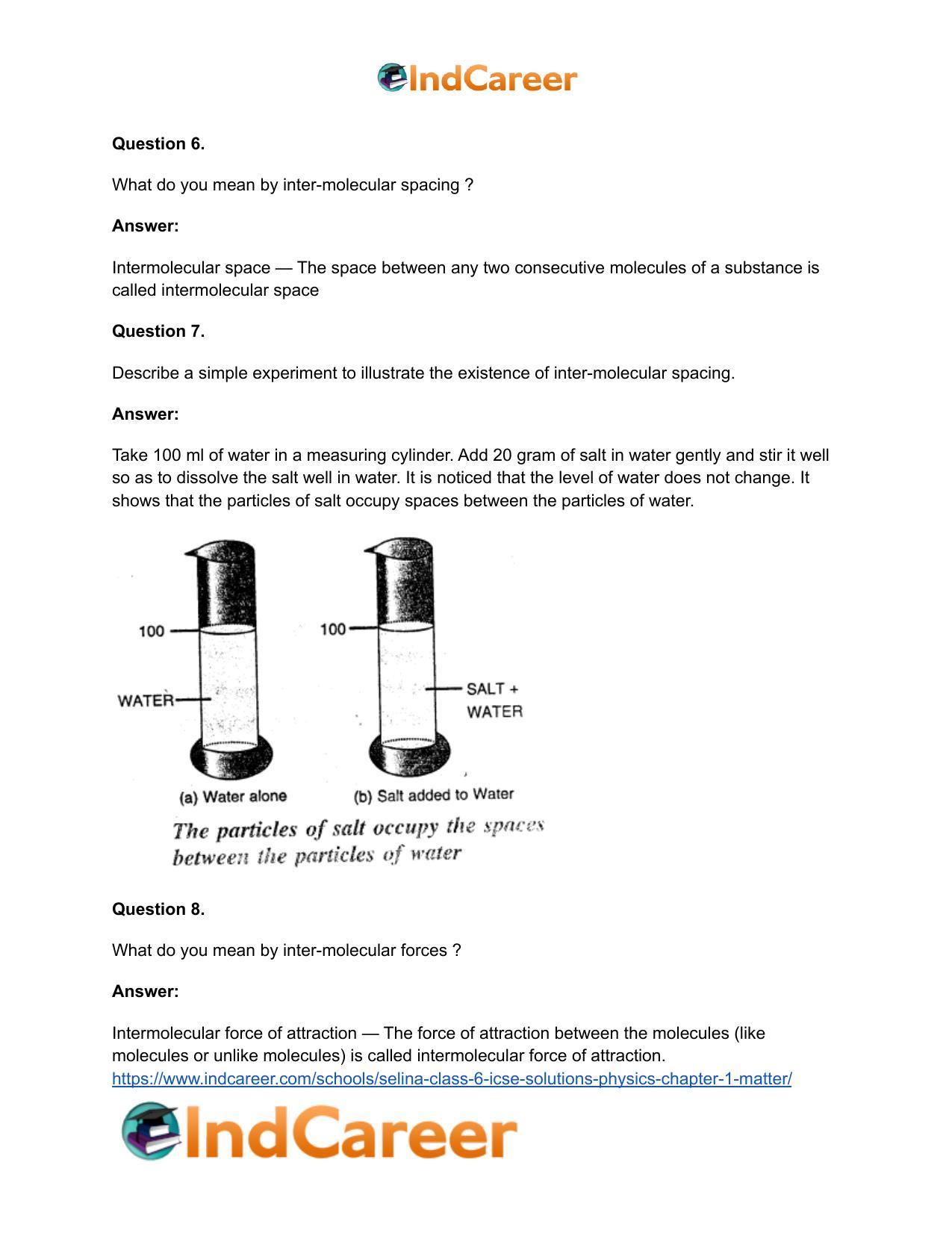 Selina Class 6 ICSE Solutions Physics : Chapter 1- Matter - Page 6