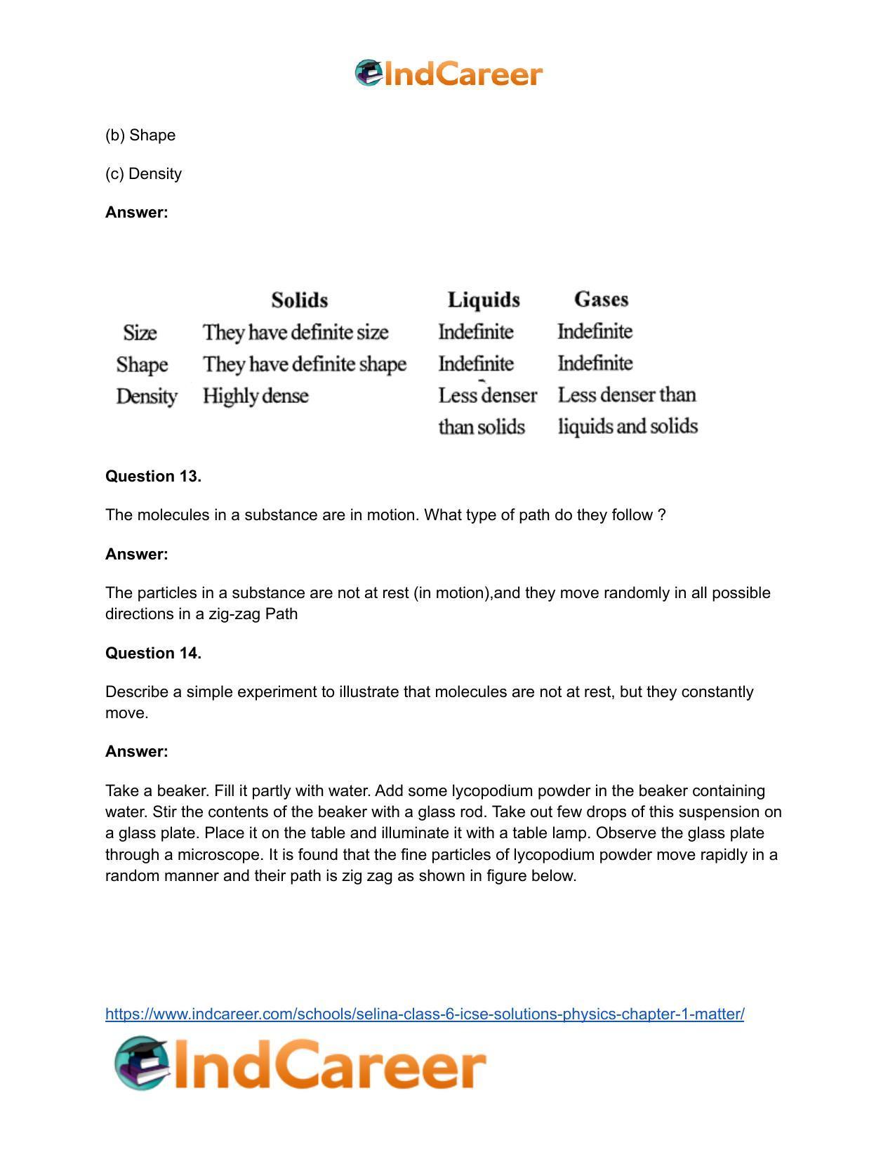 Selina Class 6 ICSE Solutions Physics : Chapter 1- Matter - Page 8