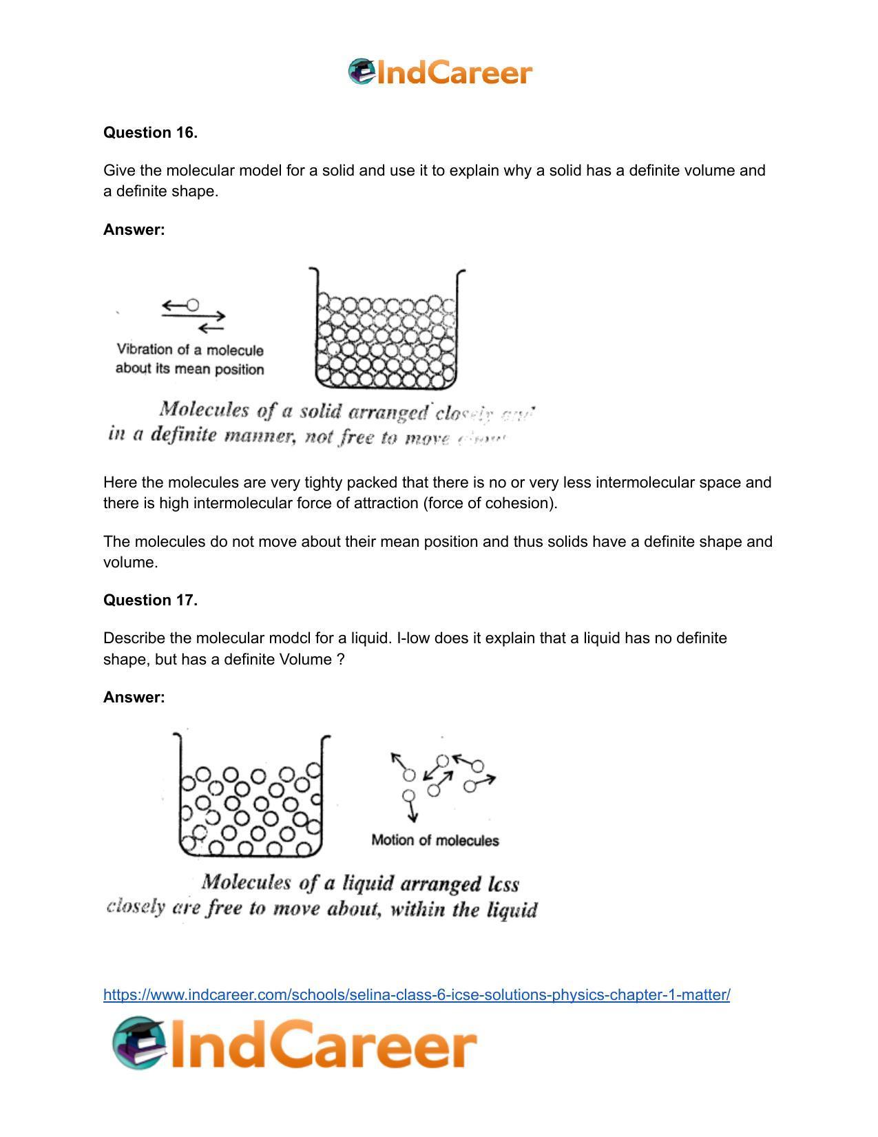 Selina Class 6 ICSE Solutions Physics : Chapter 1- Matter - Page 10