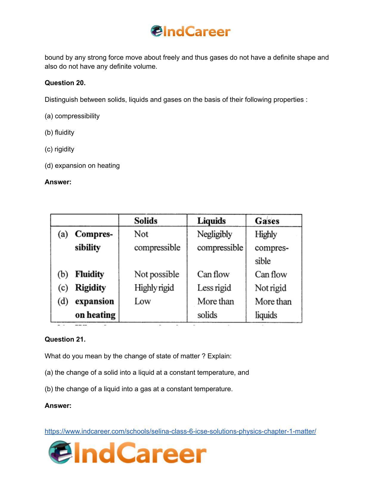 Selina Class 6 ICSE Solutions Physics : Chapter 1- Matter - Page 13