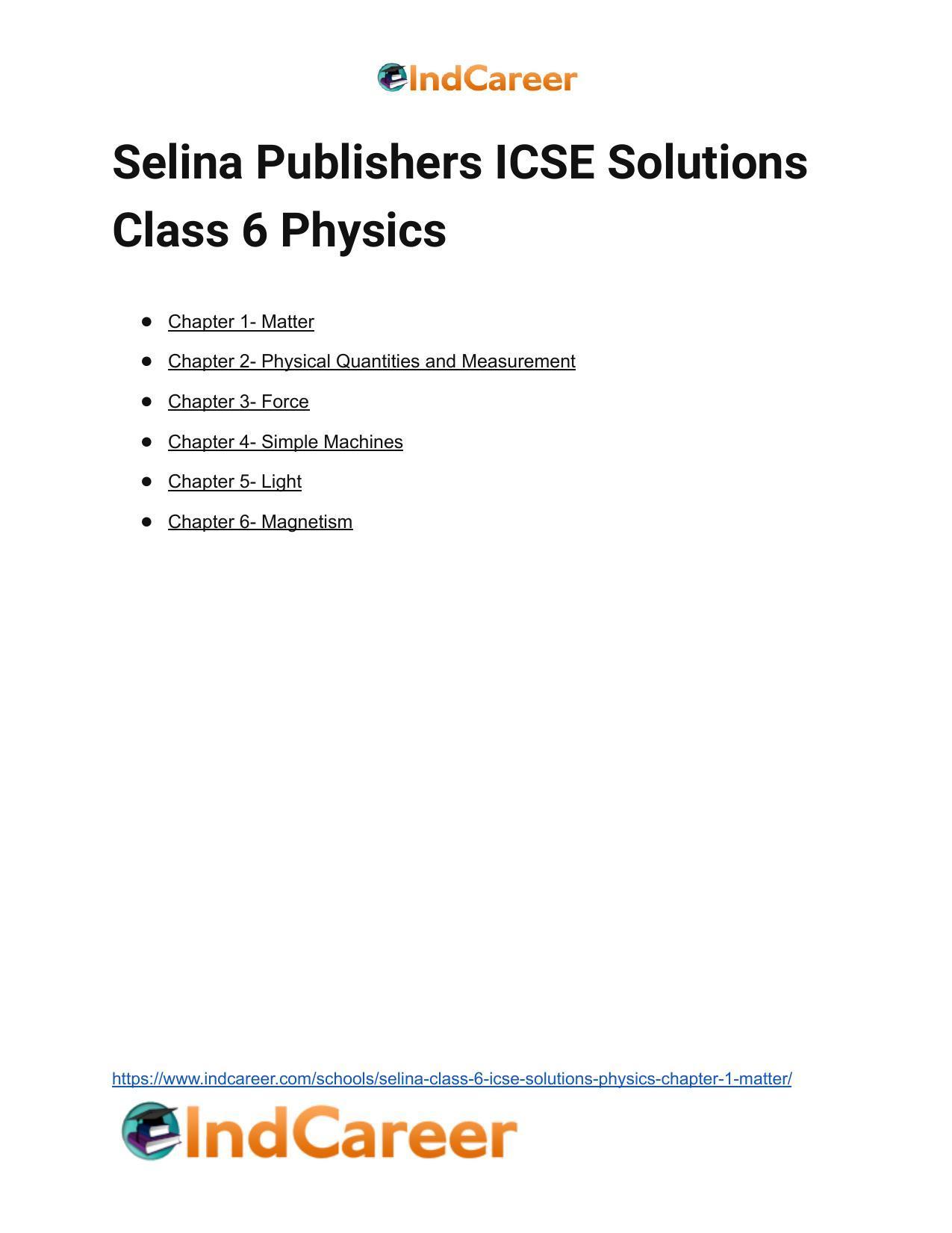 Selina Class 6 ICSE Solutions Physics : Chapter 1- Matter - Page 15