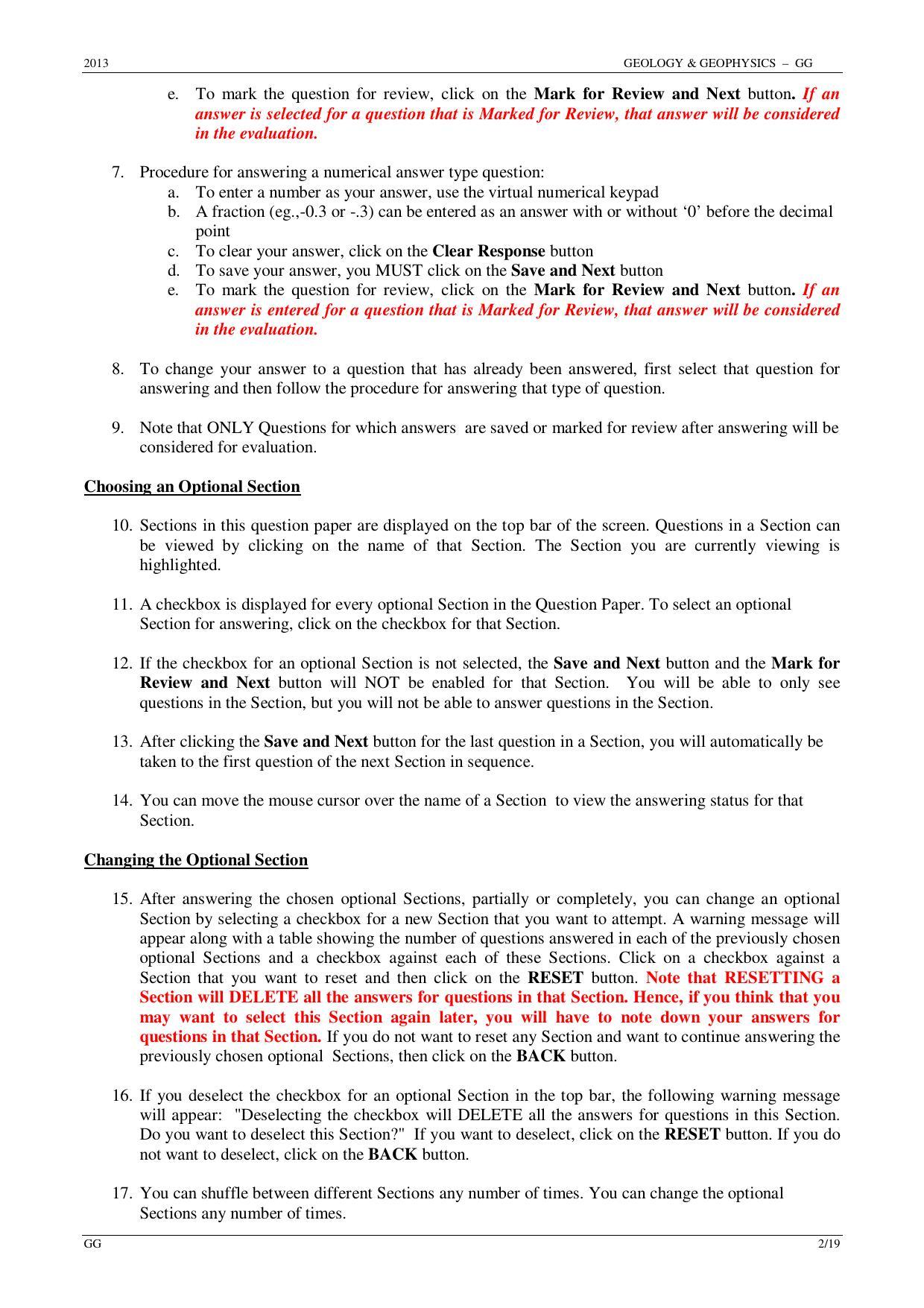 GATE 2013 Geology and Geophysics (GG) Question Paper with Answer Key - Page 2