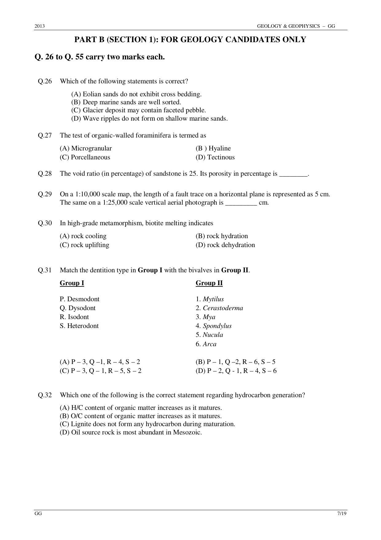 GATE 2013 Geology and Geophysics (GG) Question Paper with Answer Key - Page 7