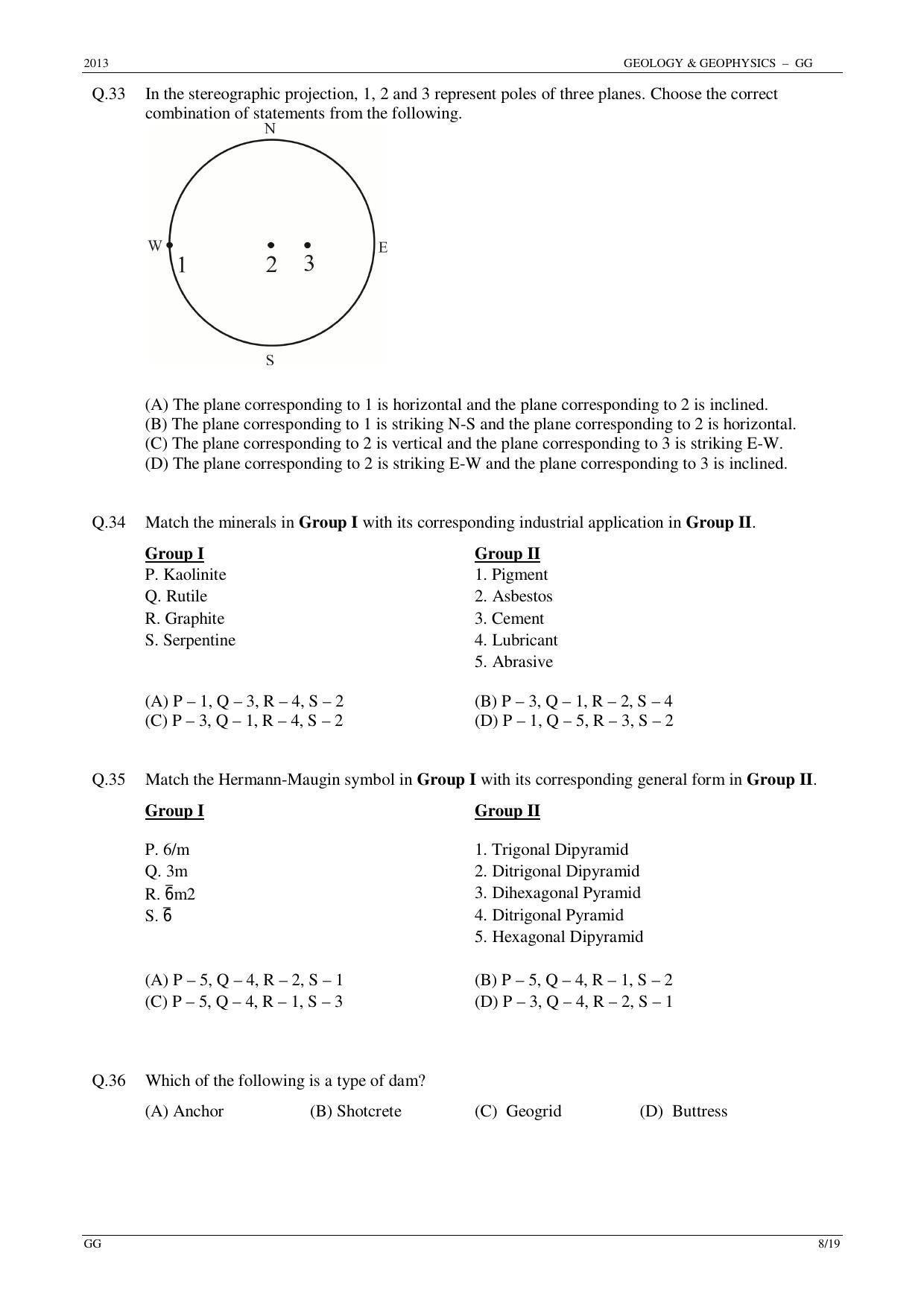 GATE 2013 Geology and Geophysics (GG) Question Paper with Answer Key - Page 8
