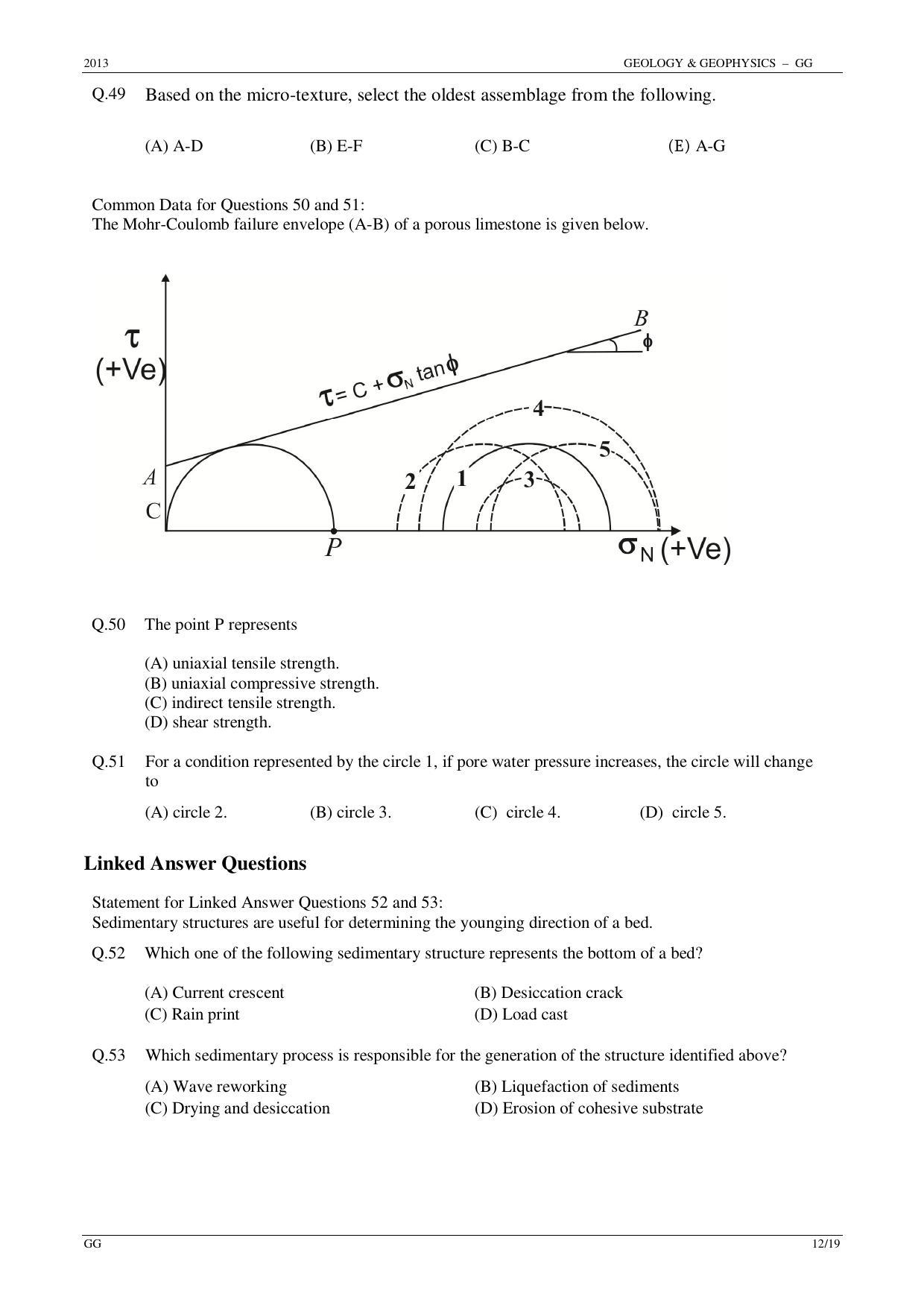 GATE 2013 Geology and Geophysics (GG) Question Paper with Answer Key - Page 12