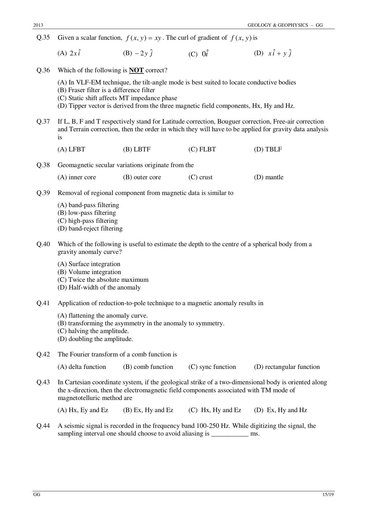 GATE 2013 Geology and Geophysics (GG) Question Paper with Answer Key - Page 15