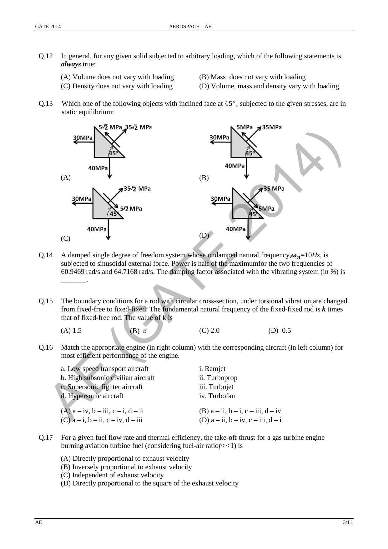 GATE 2014 Aerospace Engineering (AE) Question Paper with Answer Key - Page 9