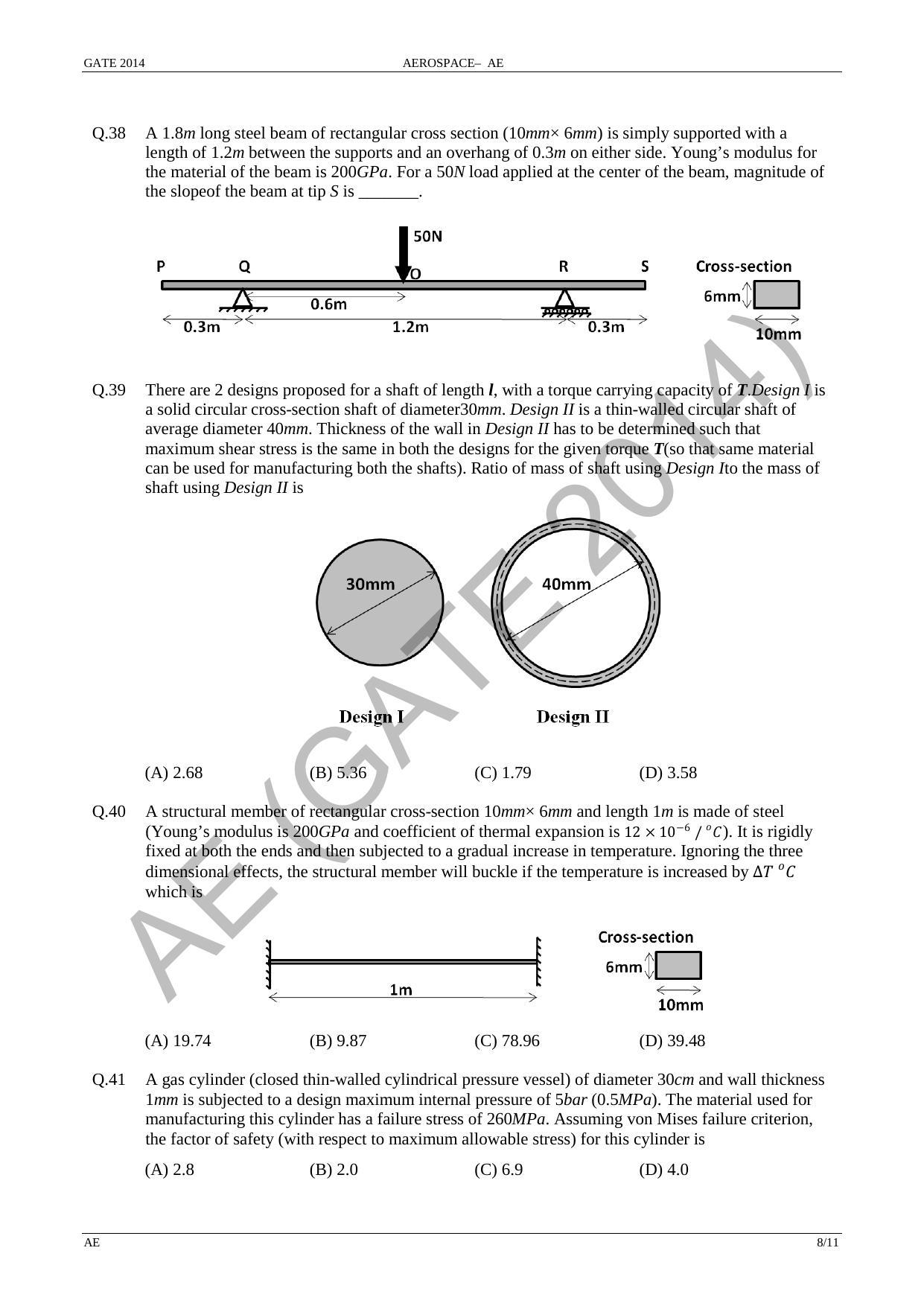 GATE 2014 Aerospace Engineering (AE) Question Paper with Answer Key - Page 14