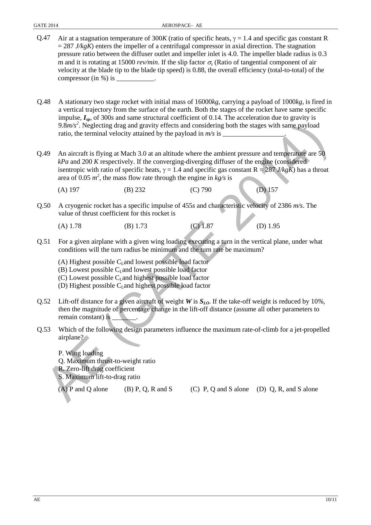 GATE 2014 Aerospace Engineering (AE) Question Paper with Answer Key - Page 16