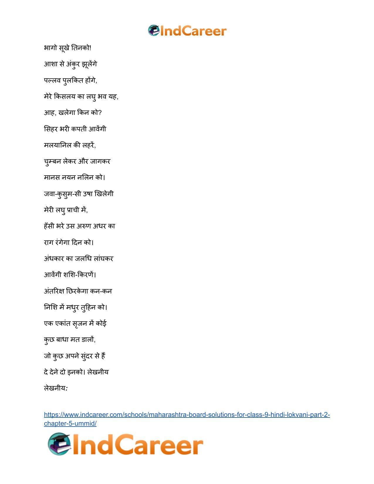 Maharashtra Board Solutions for Class 9- Hindi Lokvani (Part 2): Chapter 5- उम्मीद - Page 4