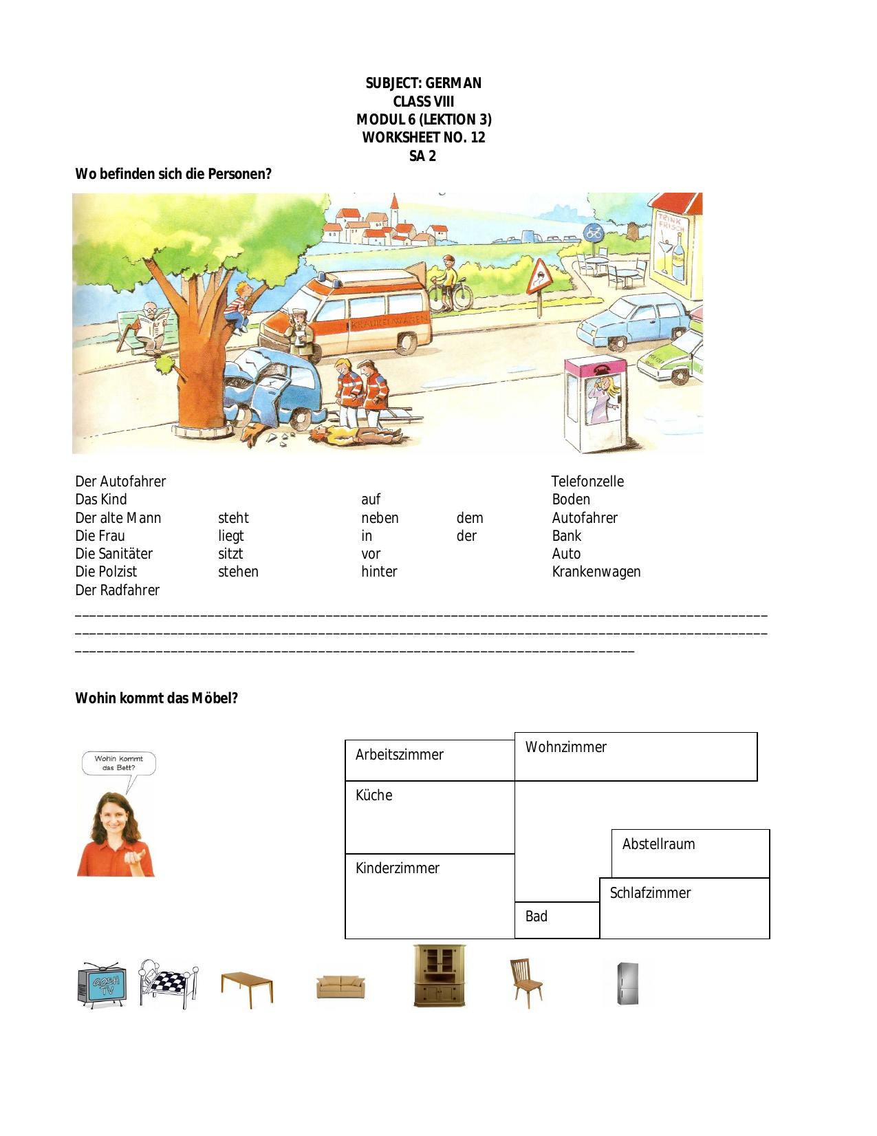 CBSE Worksheets for Class 8 German Assignment 12 - Page 1