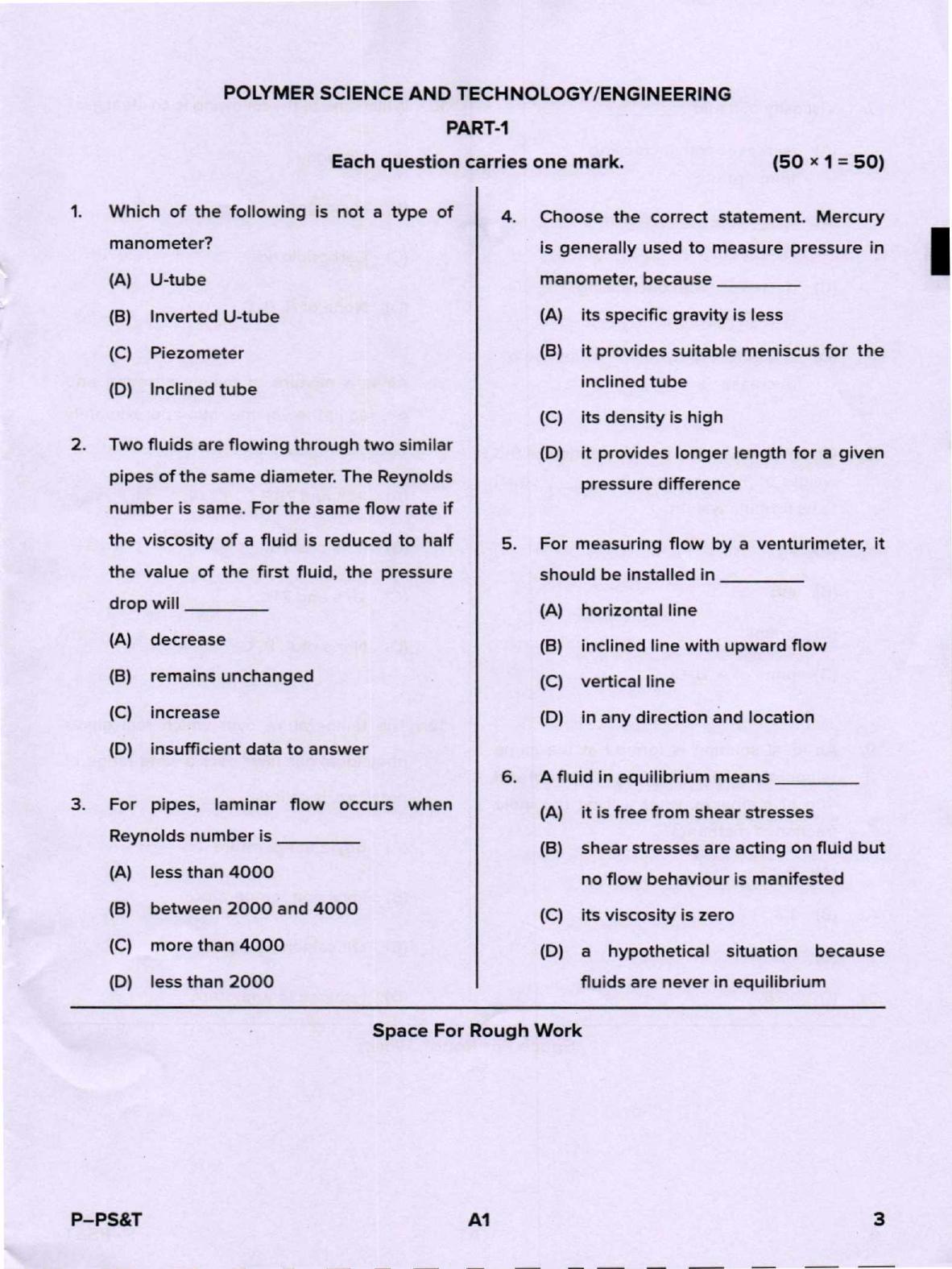 Karnataka PGCET 2020 Polymer Science and Technology Question Paper - Page 3