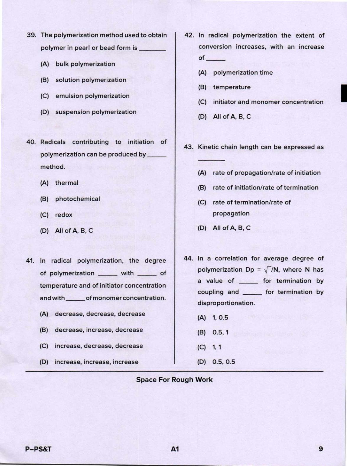 Karnataka PGCET 2020 Polymer Science and Technology Question Paper - Page 9