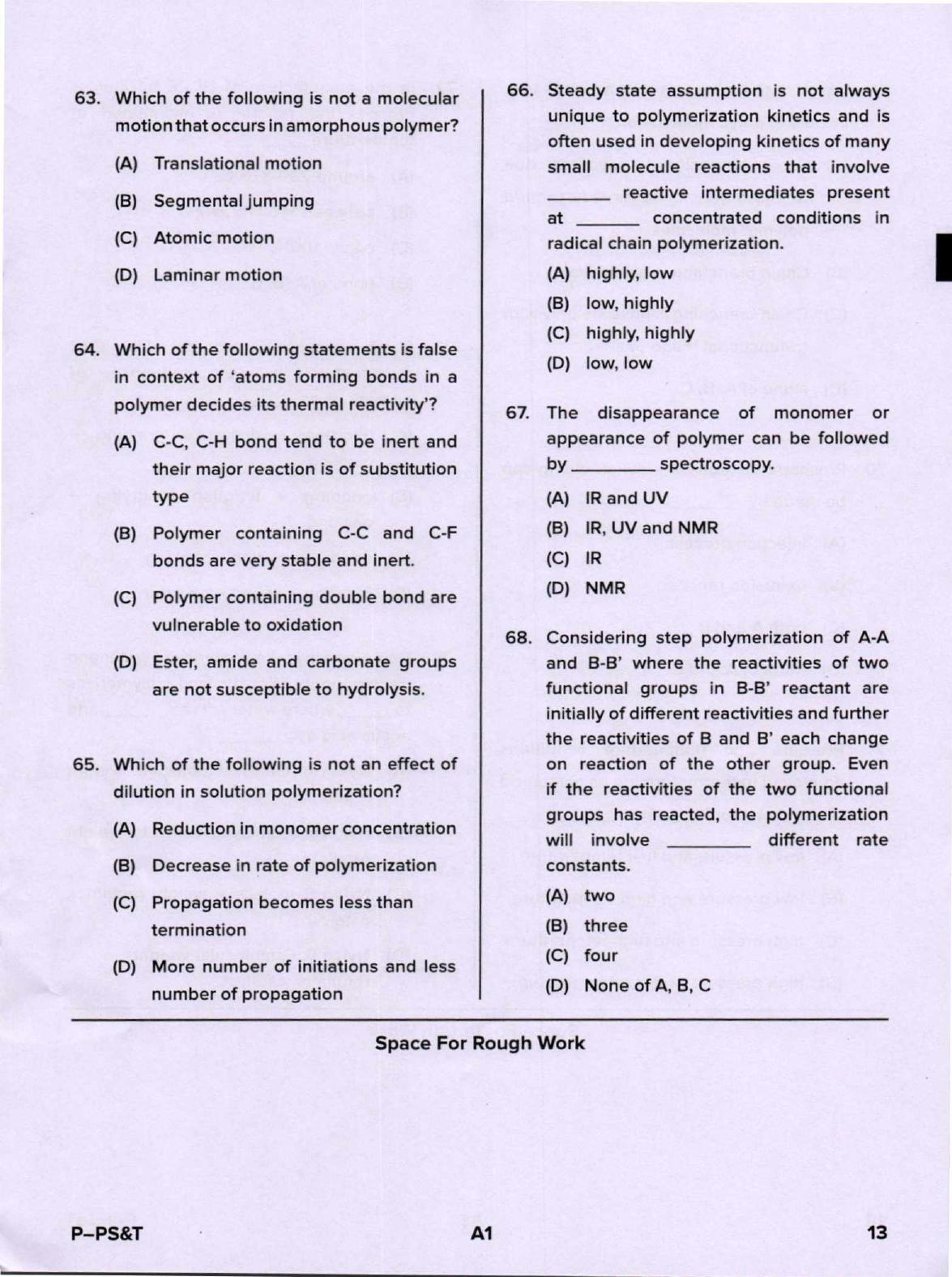 Karnataka PGCET 2020 Polymer Science and Technology Question Paper - Page 13