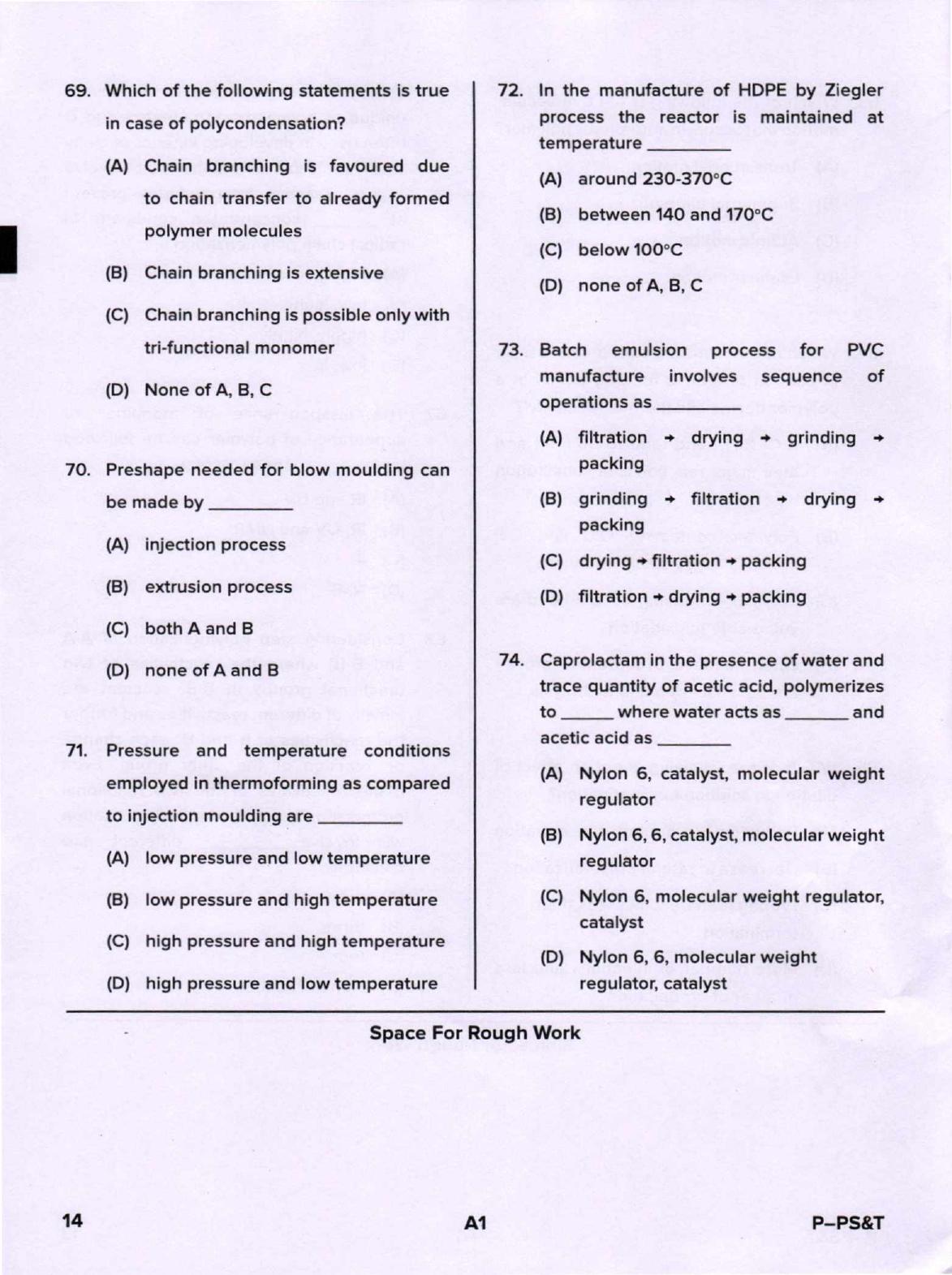 Karnataka PGCET 2020 Polymer Science and Technology Question Paper - Page 14