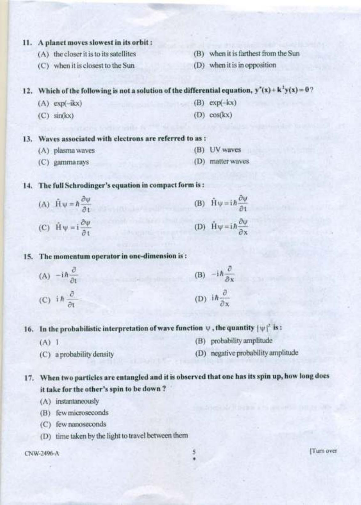 PU CET PG 2018 MSc (Physics/Medical Physics/Physics & Electronics) Question Paper - Page 4