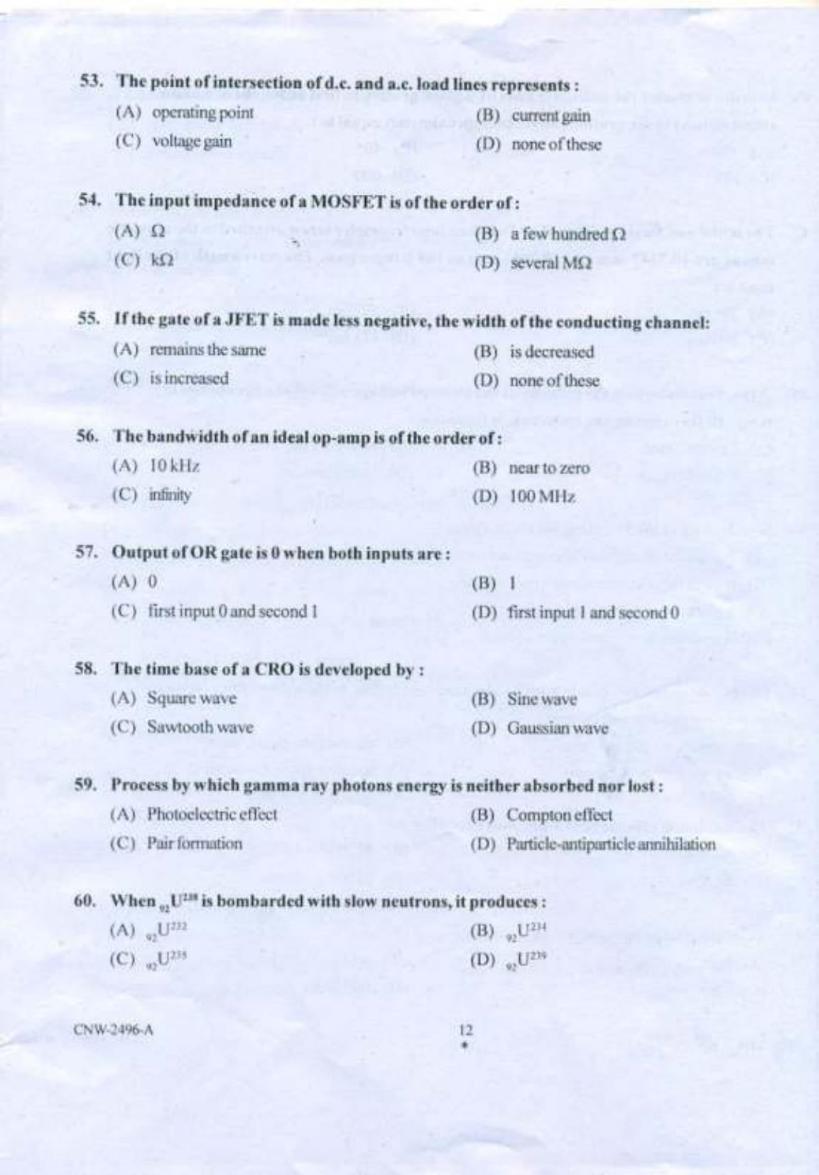 PU CET PG 2018 MSc (Physics/Medical Physics/Physics & Electronics) Question Paper - Page 11