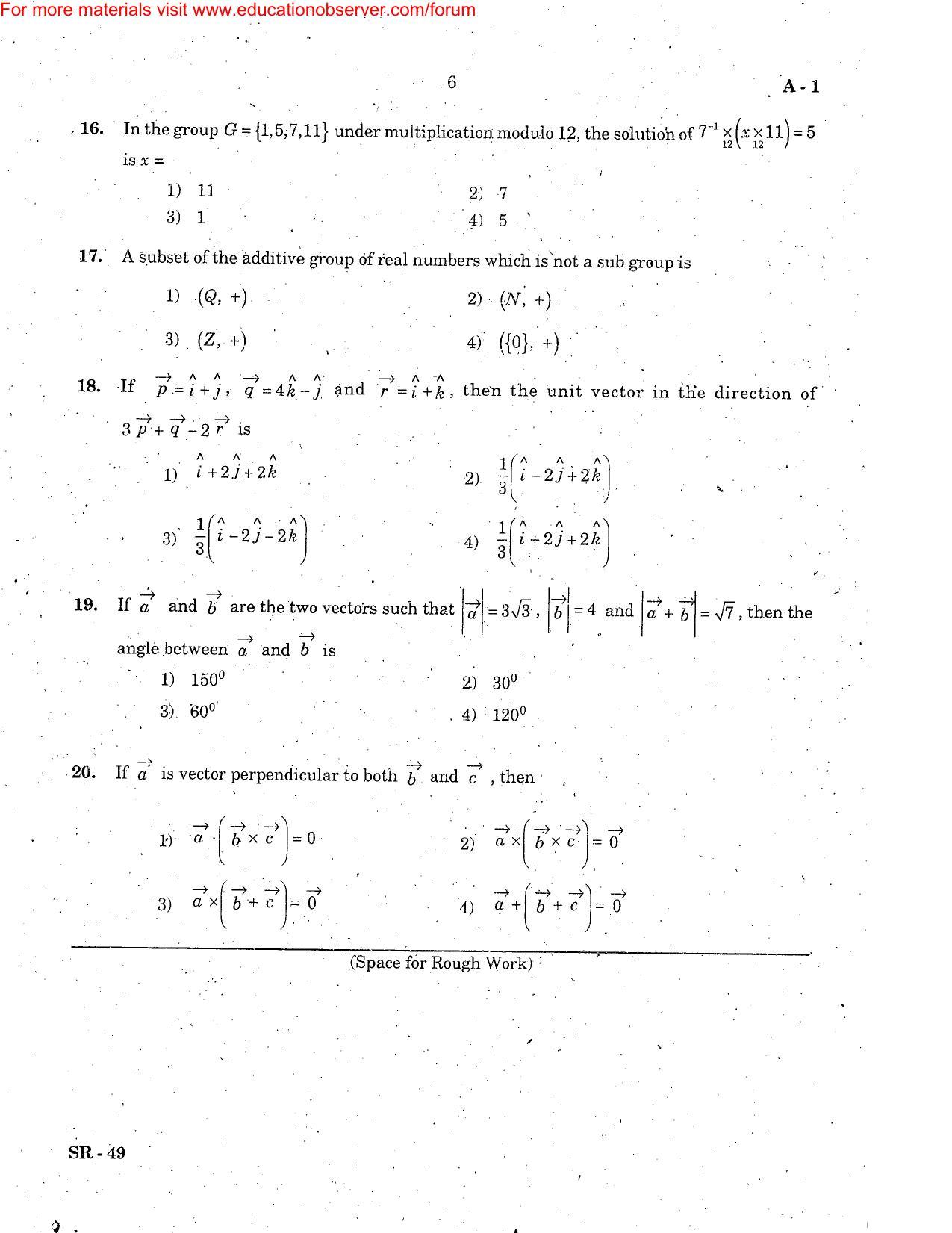 KEAM Paper III 2006 Question Paper - Page 6