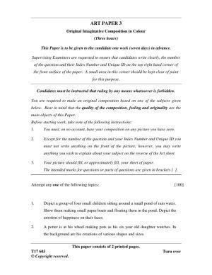 ICSE Class 10 ART PAPER 3 2017 Question Paper